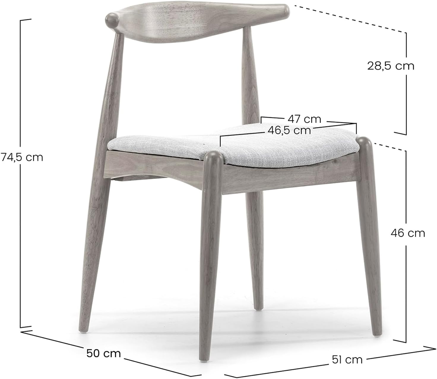 VS Venta-stock - Corzo - 52,5x50x74,5 cm - chaises bois massif chêne