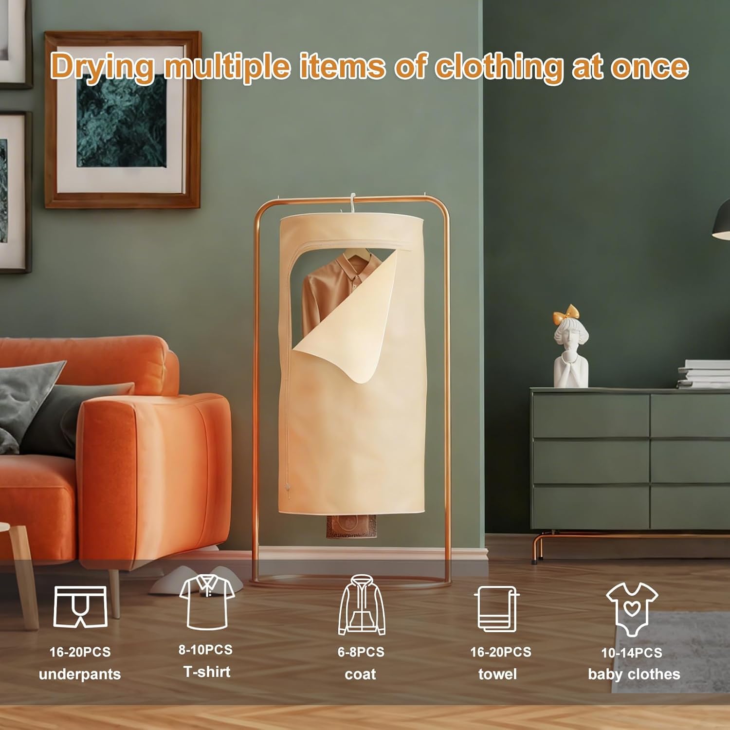 Sèche-linge portable compact 600W, télécommande, usage domestique