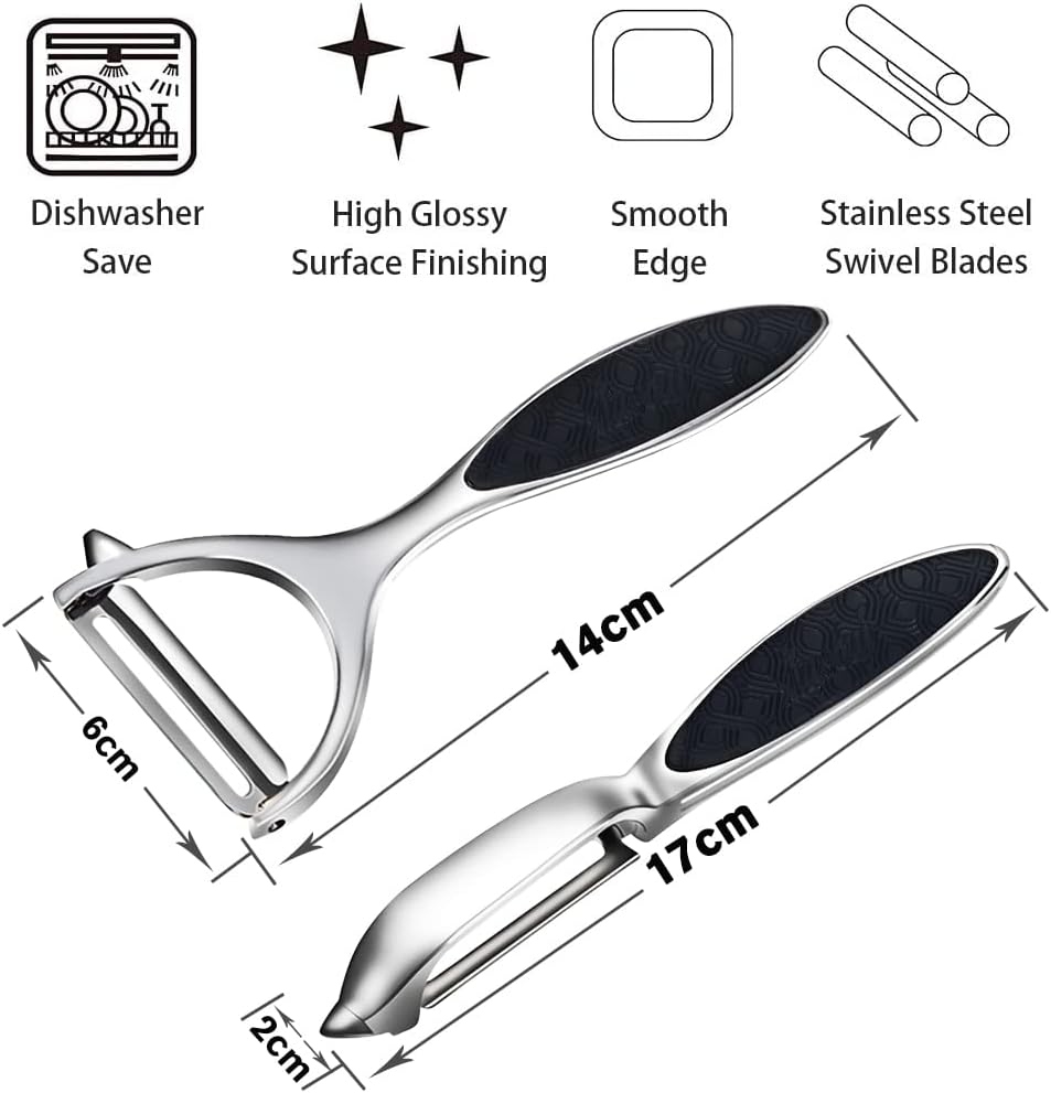 Éplucheur de pommes de terre - Y pivotant inox, poignée ergonomique antidérapante, idéal légumes et fruits