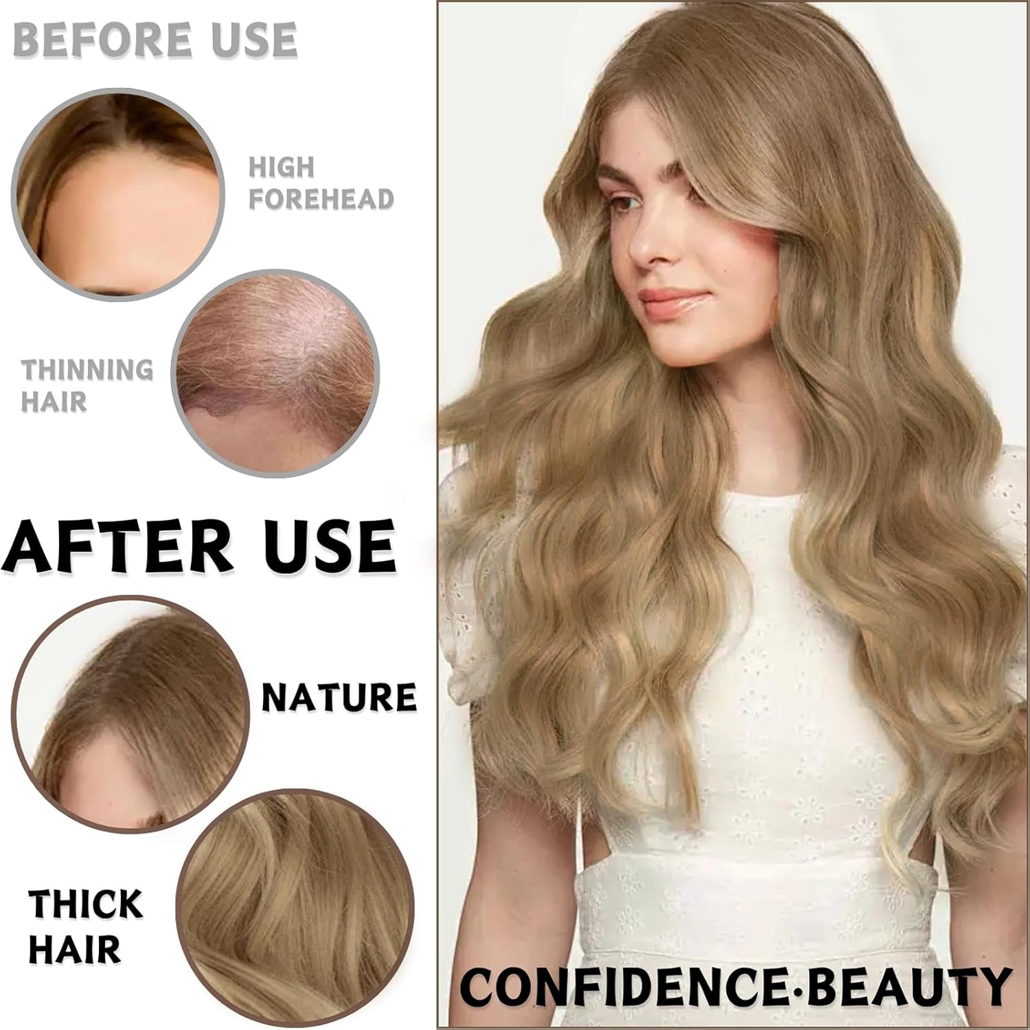 Perruque longue ondulée femme 68cm, synthétique, centre, blonde