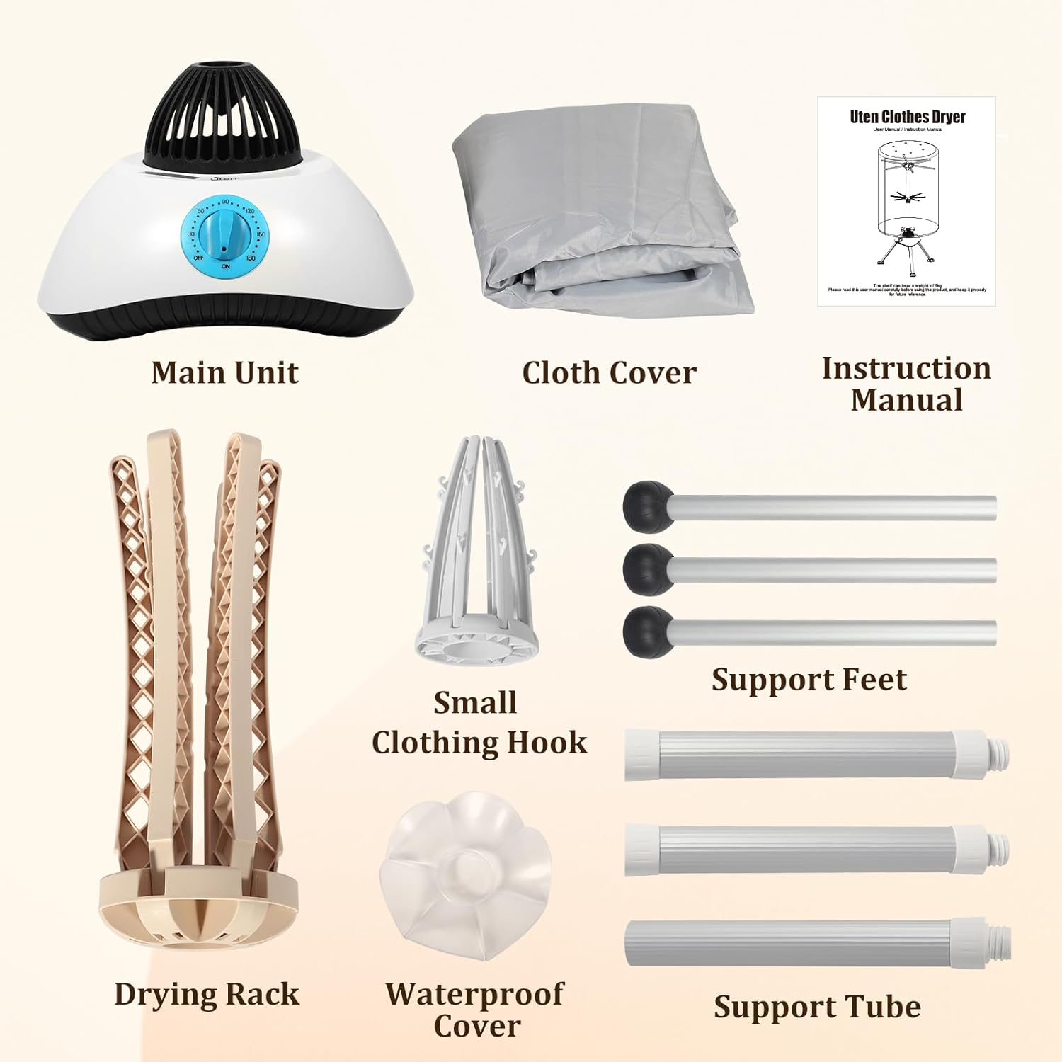 Sèche-linge électrique - 140cm - 1000W, minuterie, 2 couches