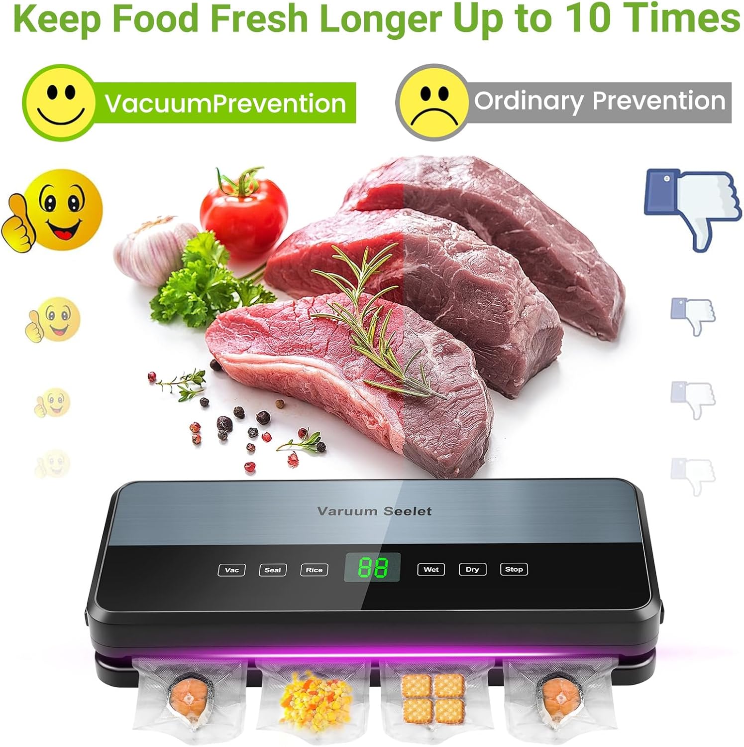 Machine Sous Vide Alimentaire - 6 en 1, coupeur intégré, 30 sacs