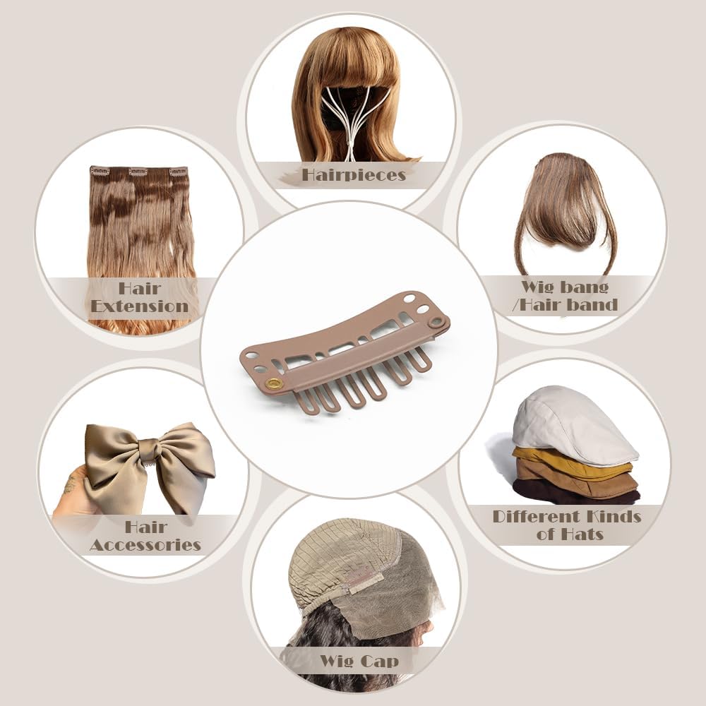 Dreamlover - Pinces à perruque métal - 30 pièces - marron clair, fixation sécurisée