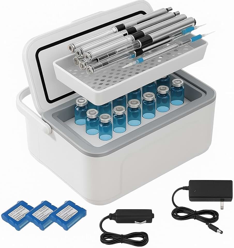 Glacière médicale portable - 3 batteries incluses - compacte - réfrigérateur à insuline