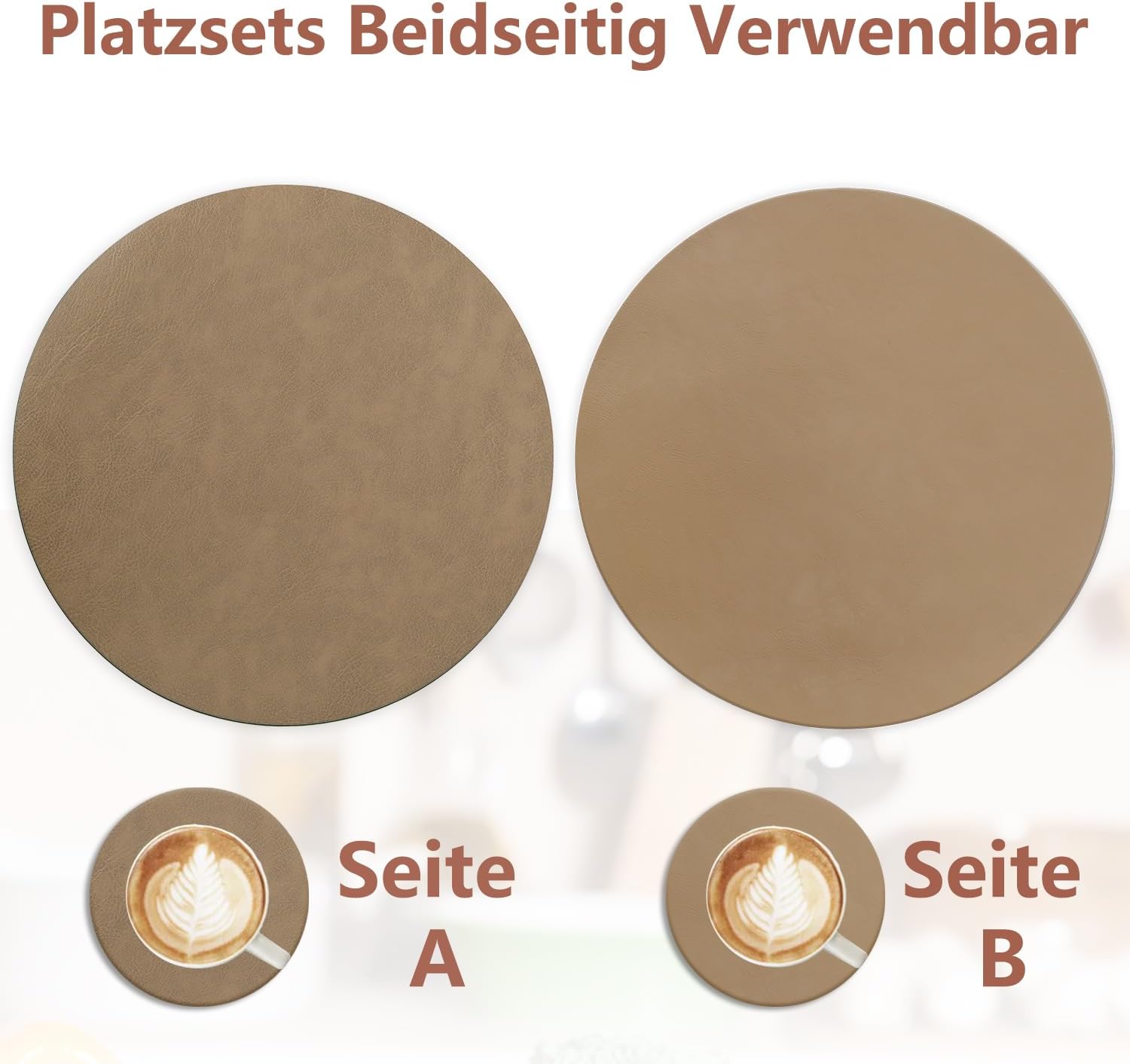 Set de table - cuir PU double face - 36x36cm - lavable, antidérapant, lot de 4