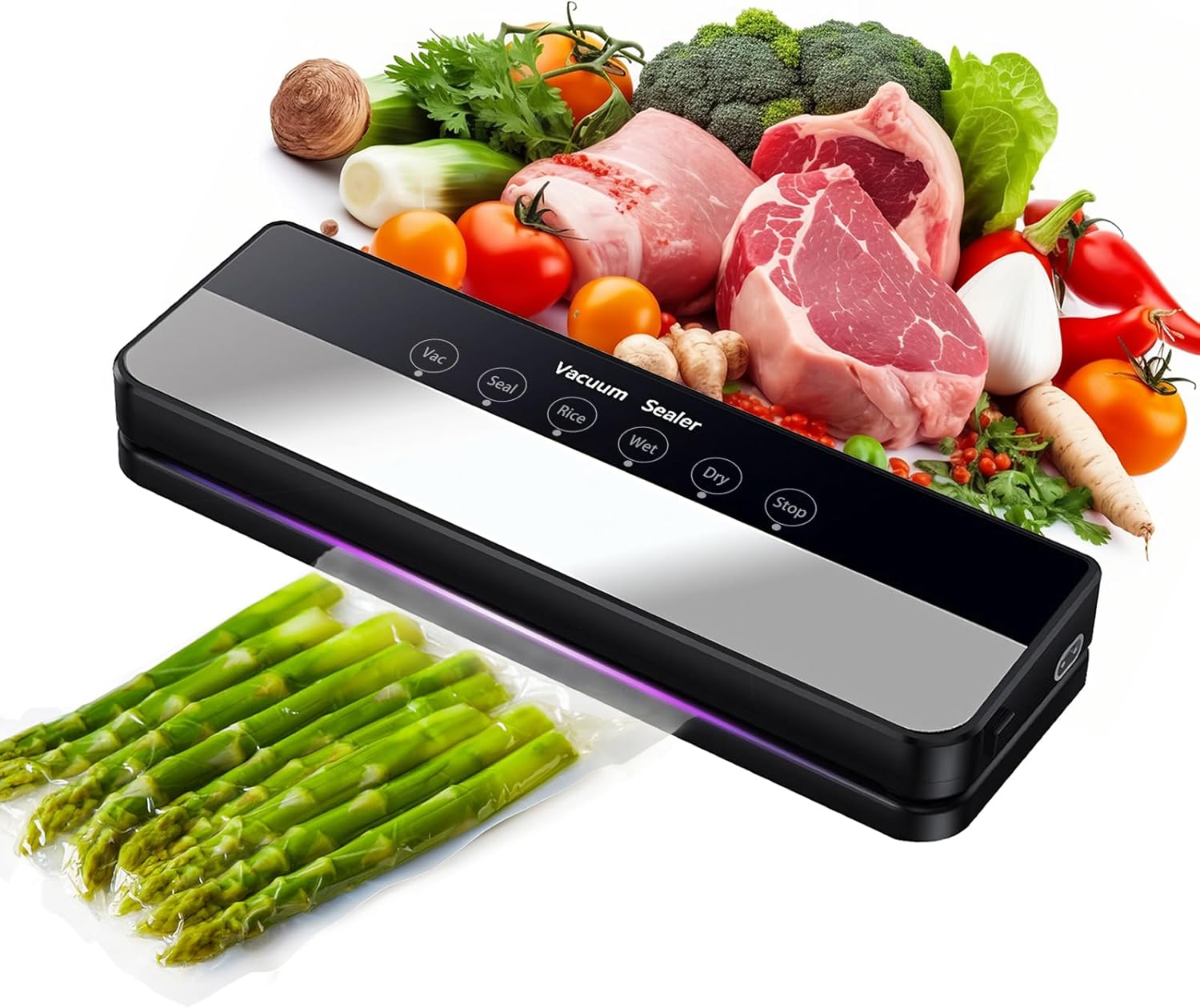 Machine sous vide alimentaire - 5 en 1 - noir - 30 sacs inclus, modes sec/humide