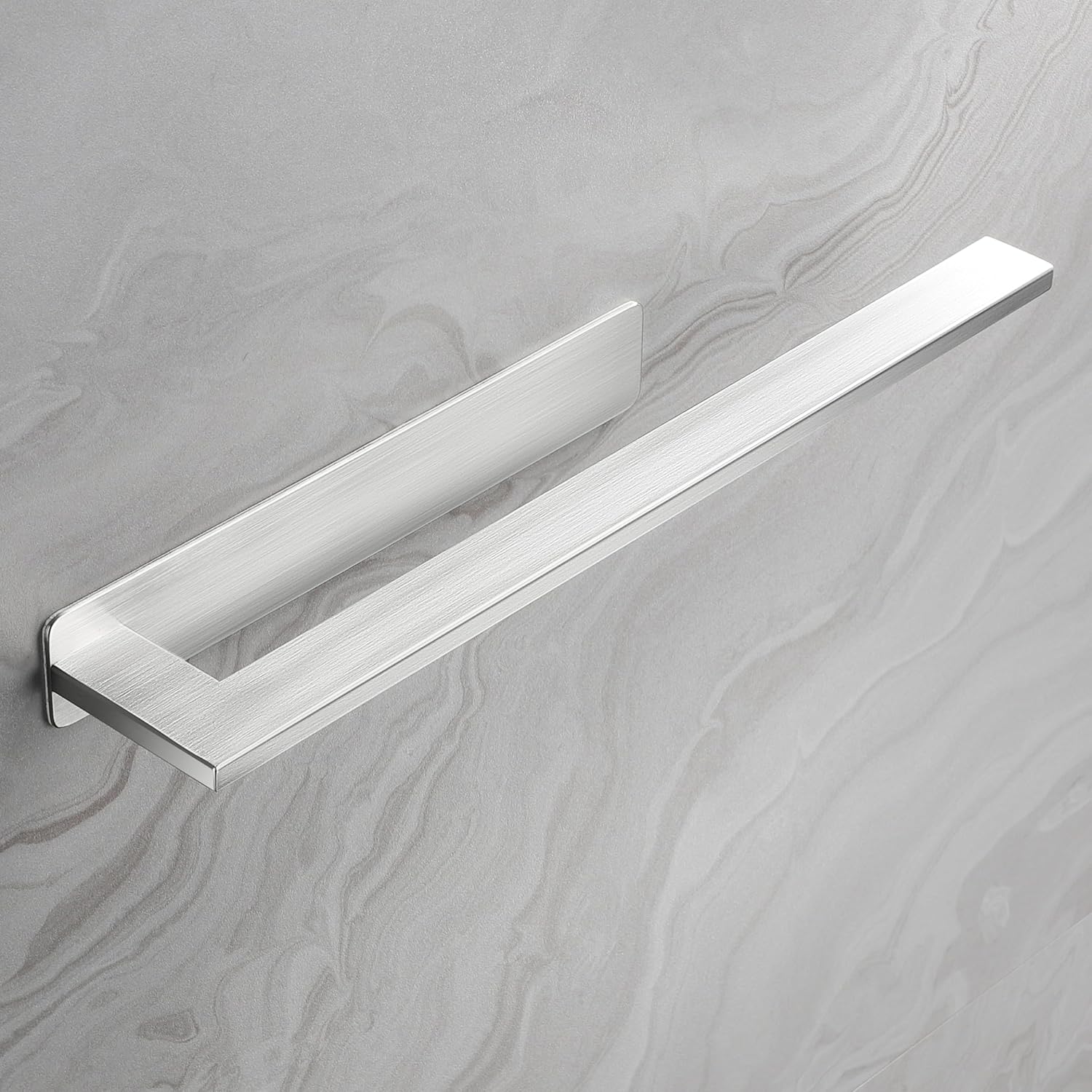 Porte-serviettes mural 304 inox, bras unique, adhésif, 34 cm, salle de bain, argent