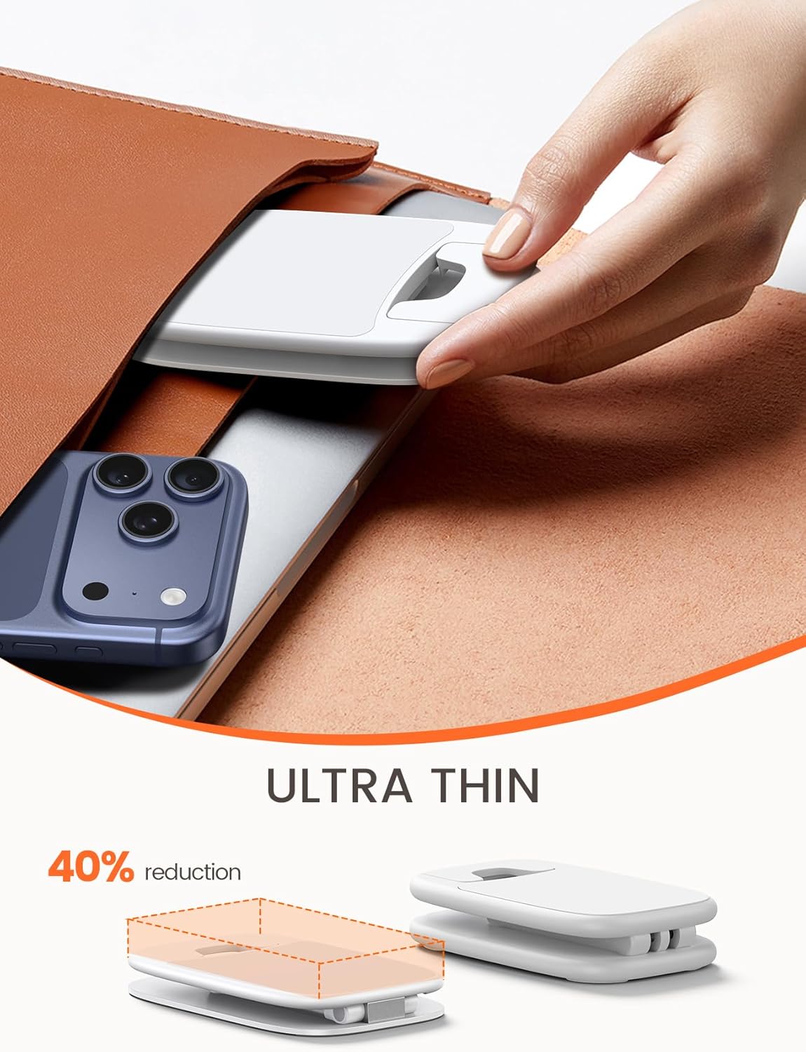 Lamicall - Support Téléphone Bureau - 15mm - Pliable, ajustable, base métal