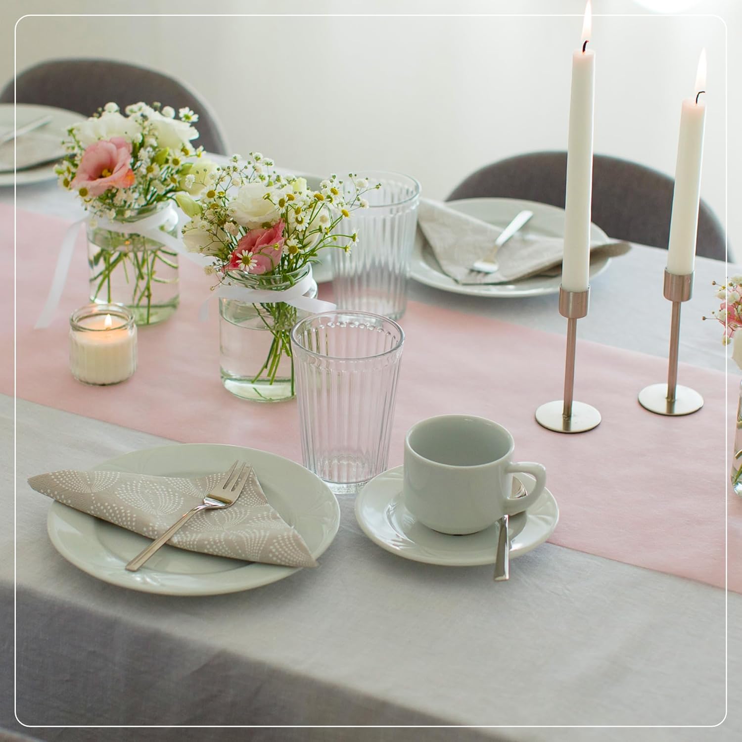 100%Mosel - Chemin de table non-tissé, rose pâle, 30x2500cm, décorations événementielles