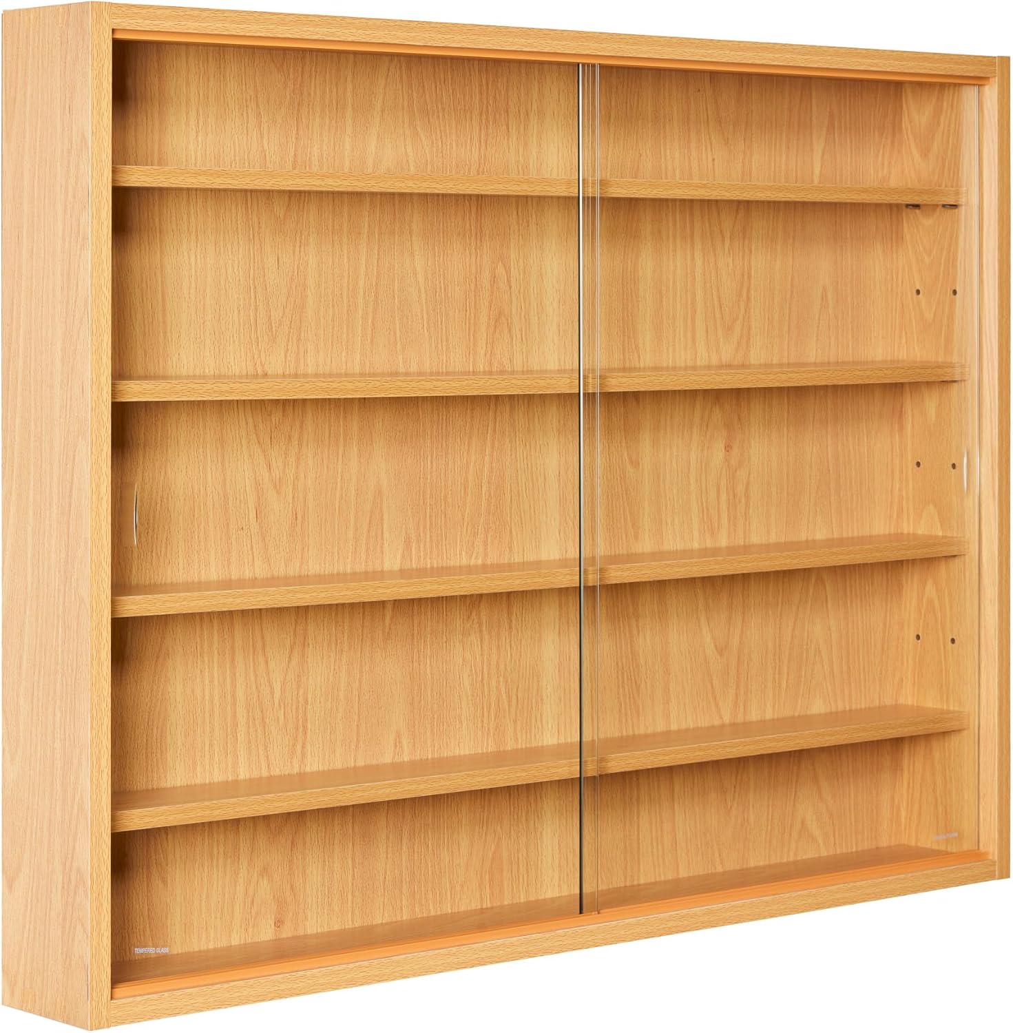 Inter Link - vitrine murale Acquario - 80x60x9,5 cm - 5 compartiments, MDF, hêtre