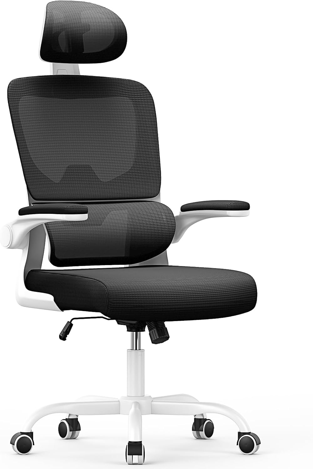 Chaise de bureau ergonomique - dossier/appui-tête réglables - support lombaire - accoudoirs réversibles - maille respira