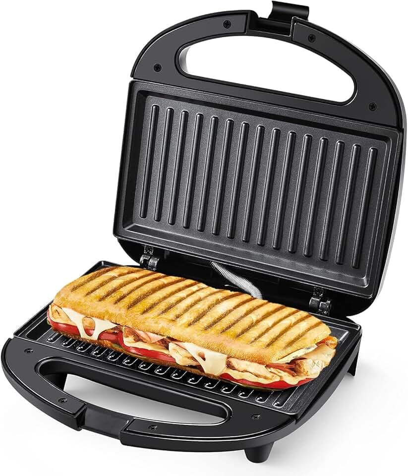 YASHE - Grill Panini 750W - plaques antiadhésives, poignée froide