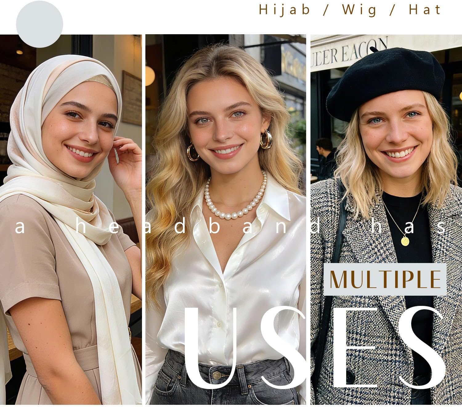 Dreamlover - Bandeaux velours pour perruque femme, 2 pièces, nude