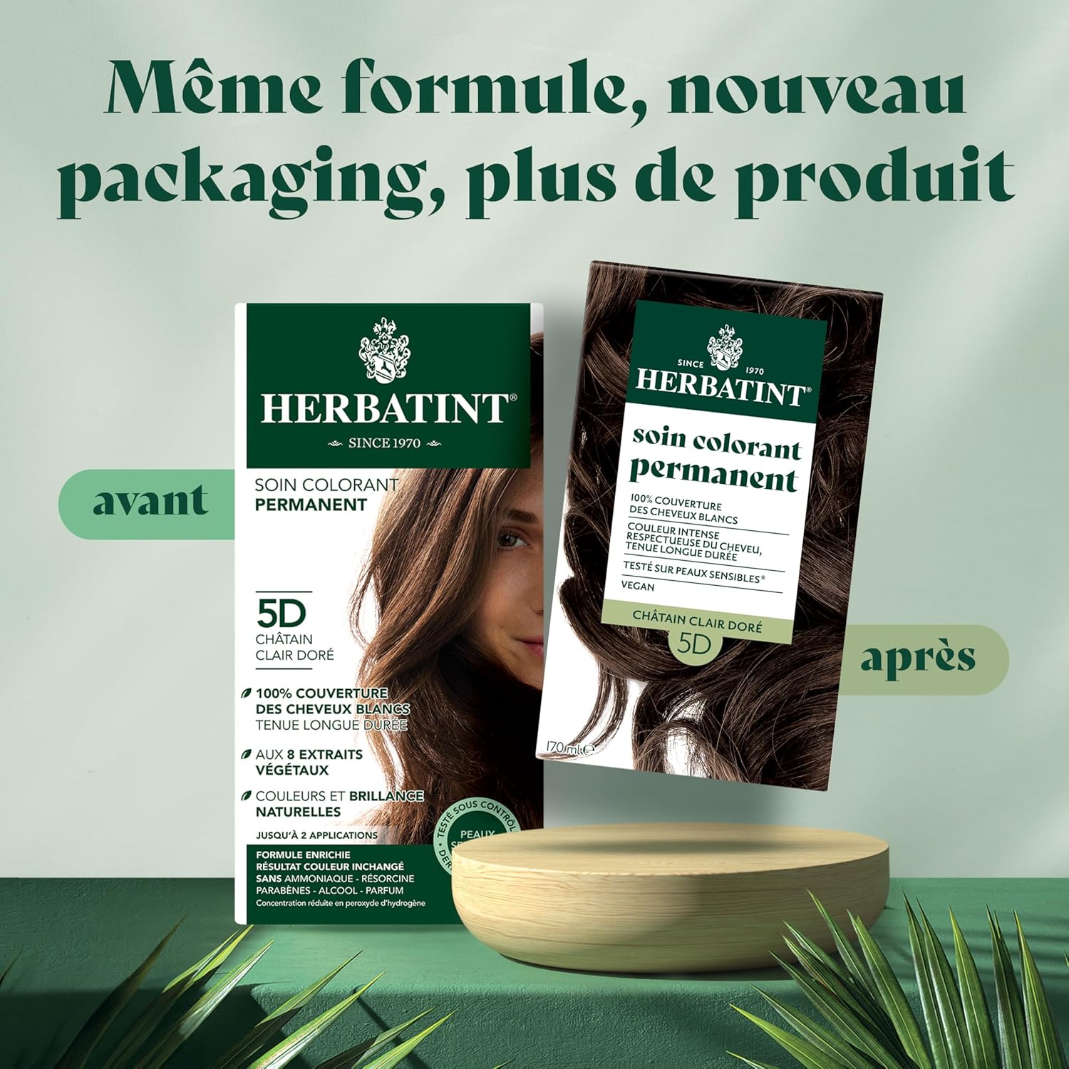 Herbatint - Soin Colorant Permanent 170ml - Châtain Clair Doré, sans ammoniaque, couvre les cheveux blancs, testé dermat