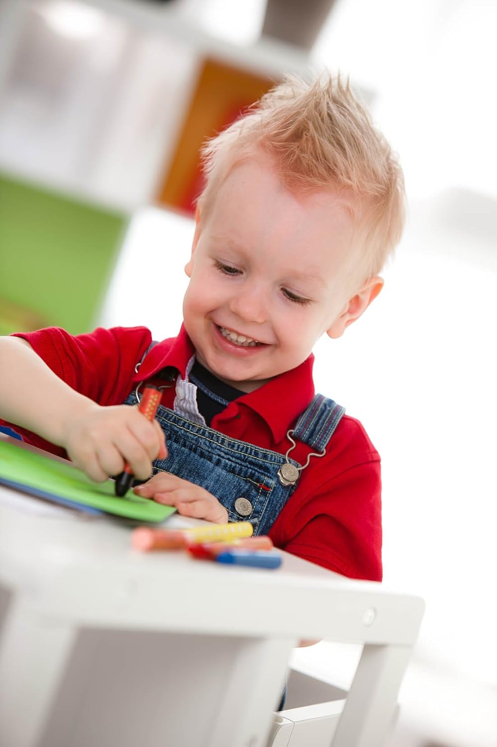roba - Ensemble table enfant 3 hauteurs réversible, blanc, style campagne