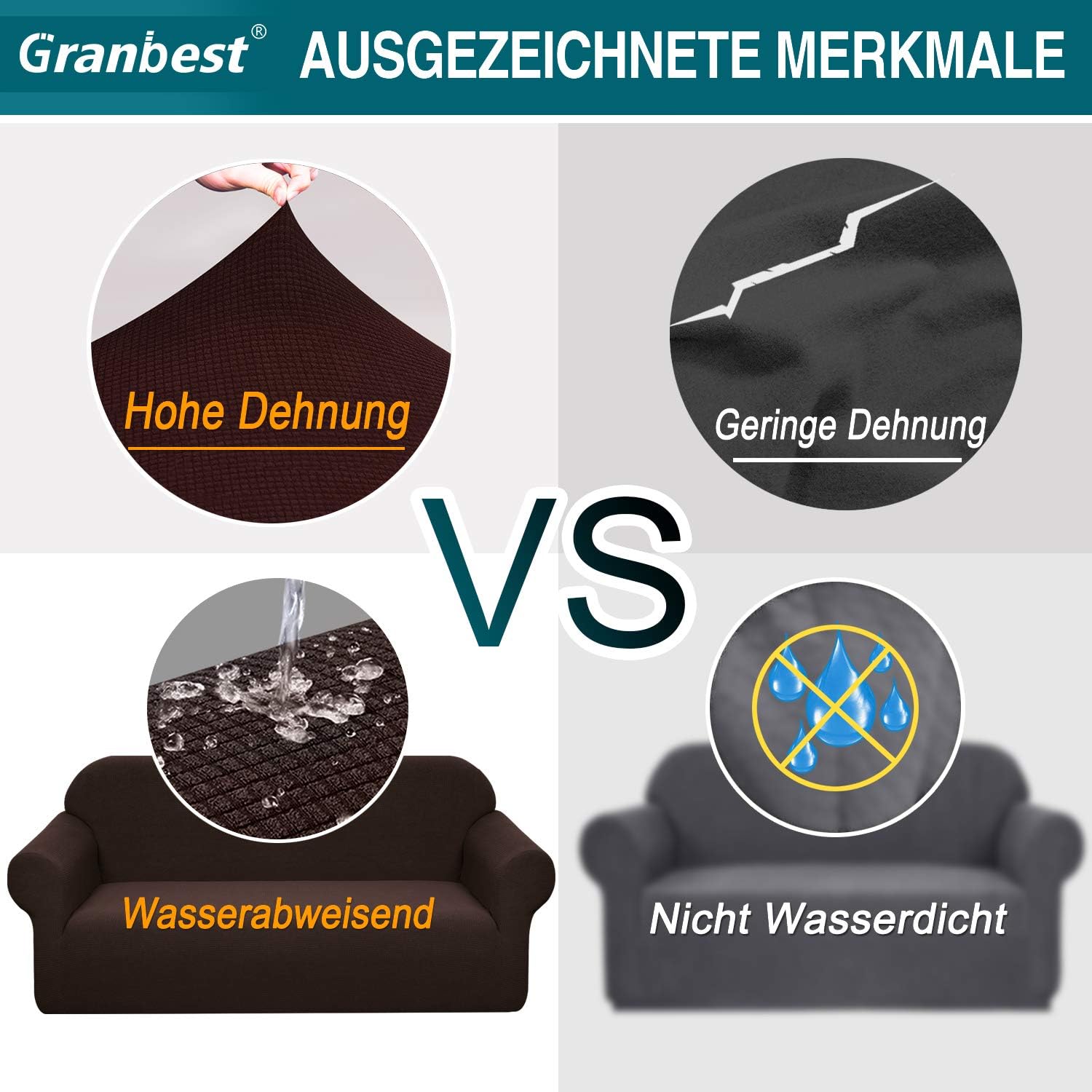 Granbest - housse canapé stretch Jacquard 1 place - imperméable, mousse antidérapante