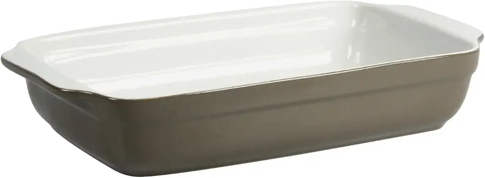 Crealys - plat à four céramique taupe avec anses 31x18,5x5,5cm 512731