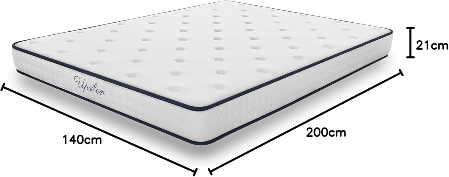 COSMOS - Upsilon 140x200 - matelas mémoire de forme, latex, 21cm, 7 zones, réversible