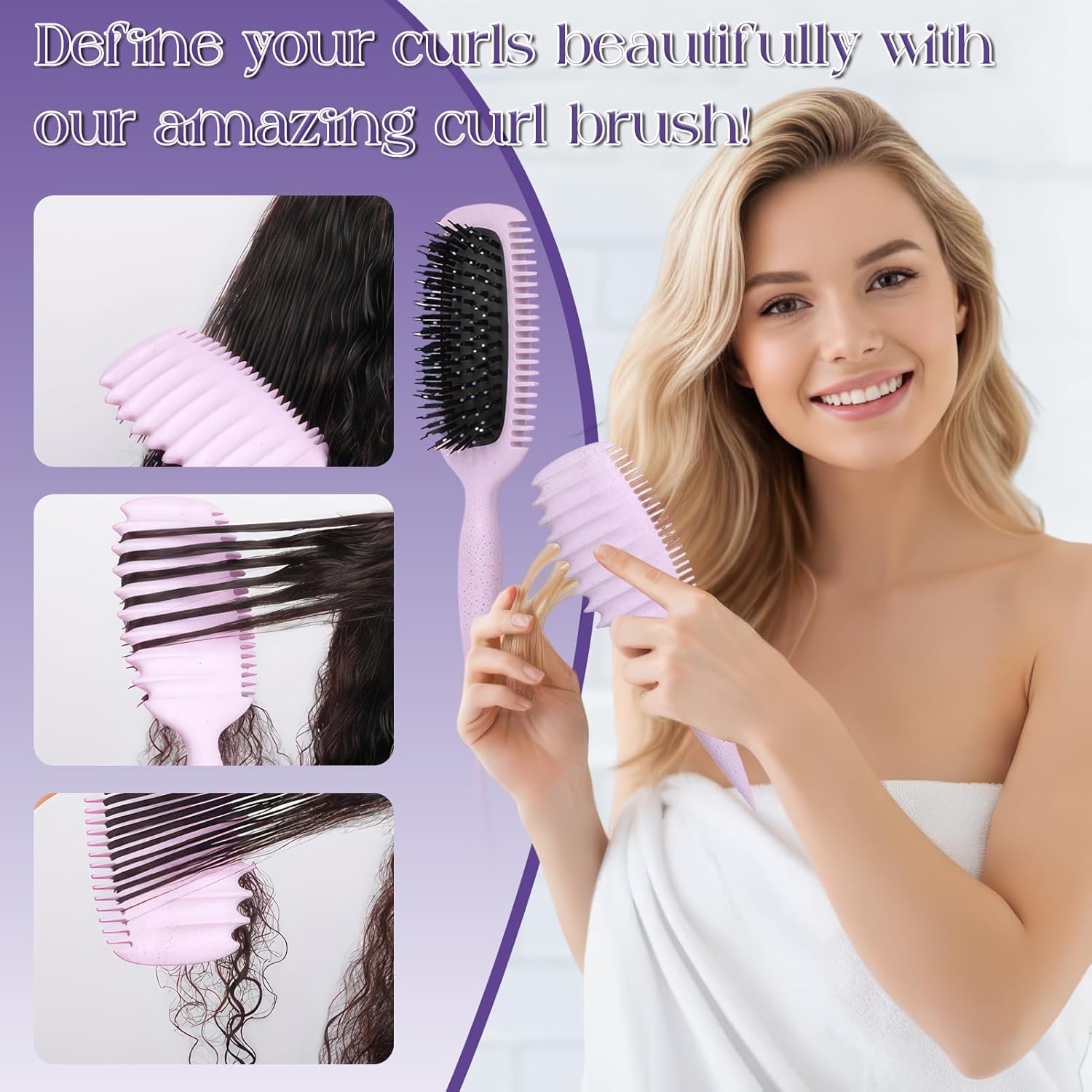 Brosse à boucler - ergonomique antistatique - démêlage doux - cheveux femmes hommes enfants