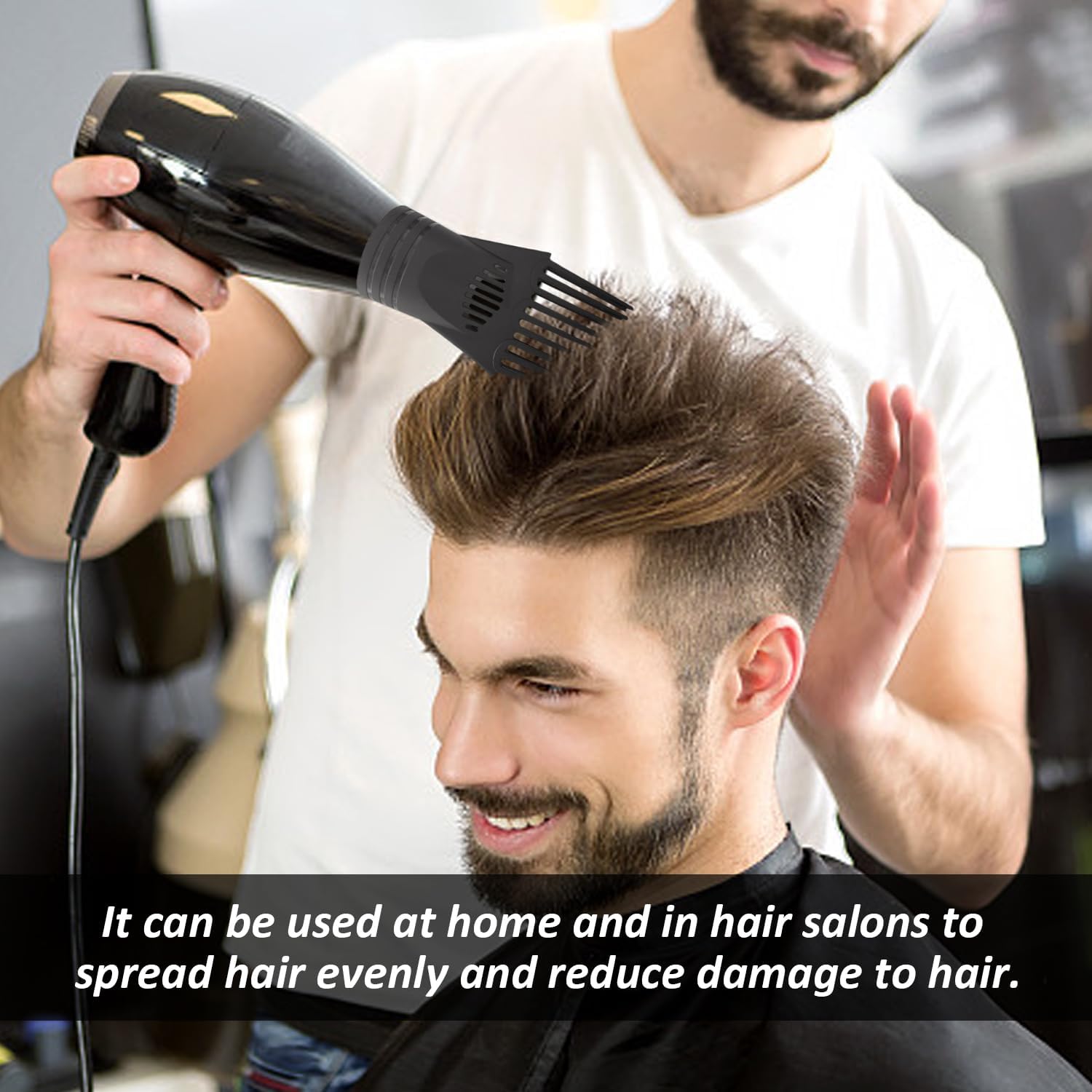 Embout sèche-cheveux universel - 2 pièces, diffuseur & peigne, adaptabilité large