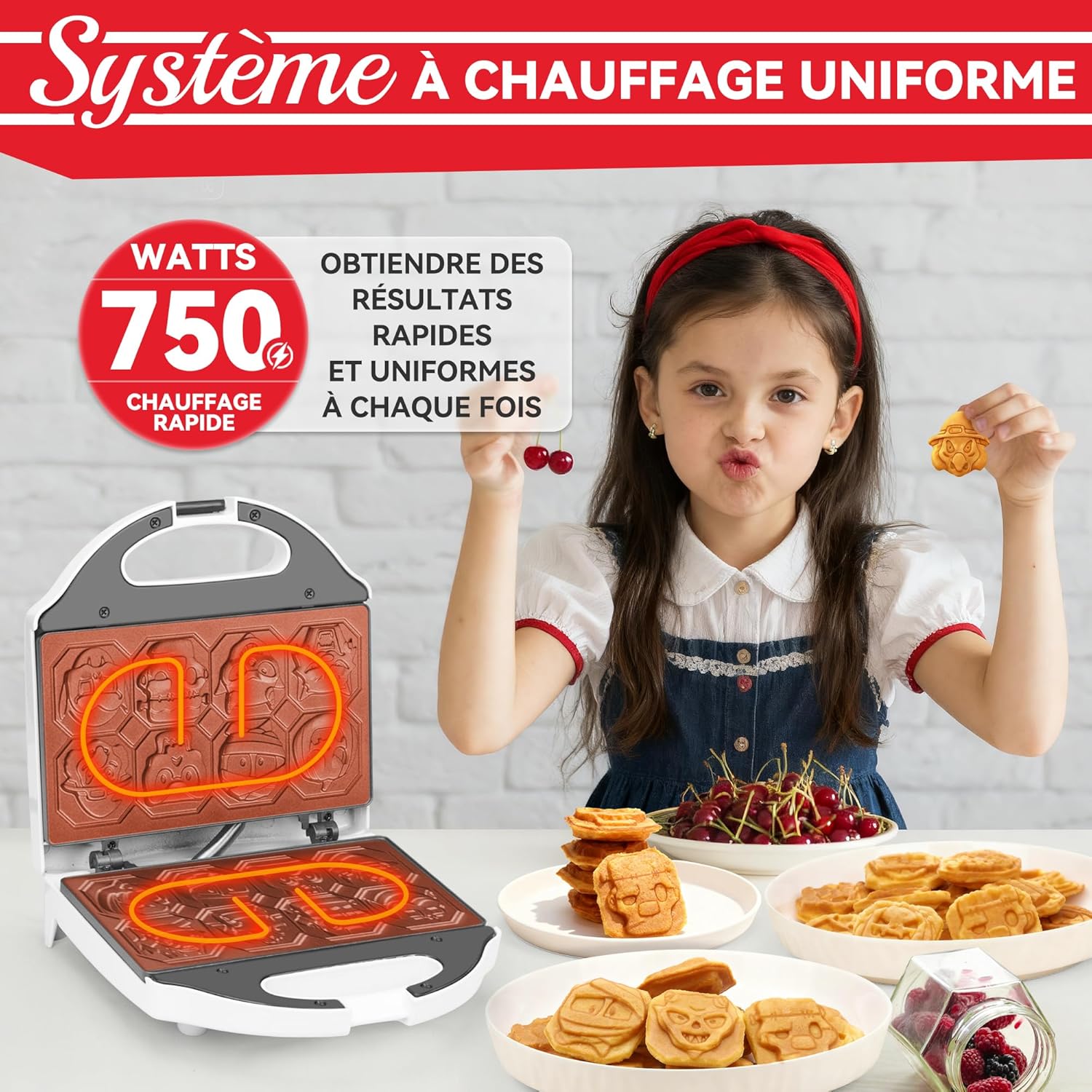 Machine à gaufres Halloween - 8 motifs - électrique, décoration cuisine