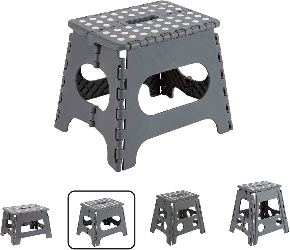 Arregui - tabouret pliant multiusage, marchepied 27 cm, gris TB-027-G