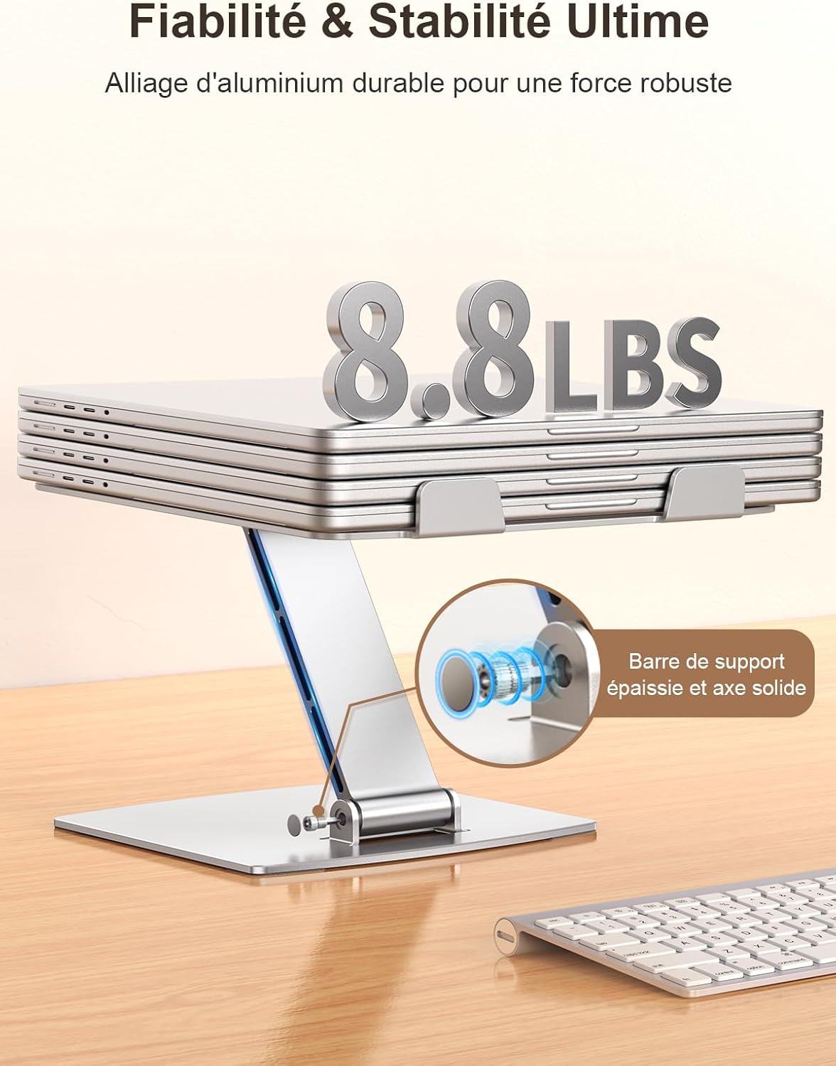 Support Ordinateur Portable aluminium réglable, 10-16