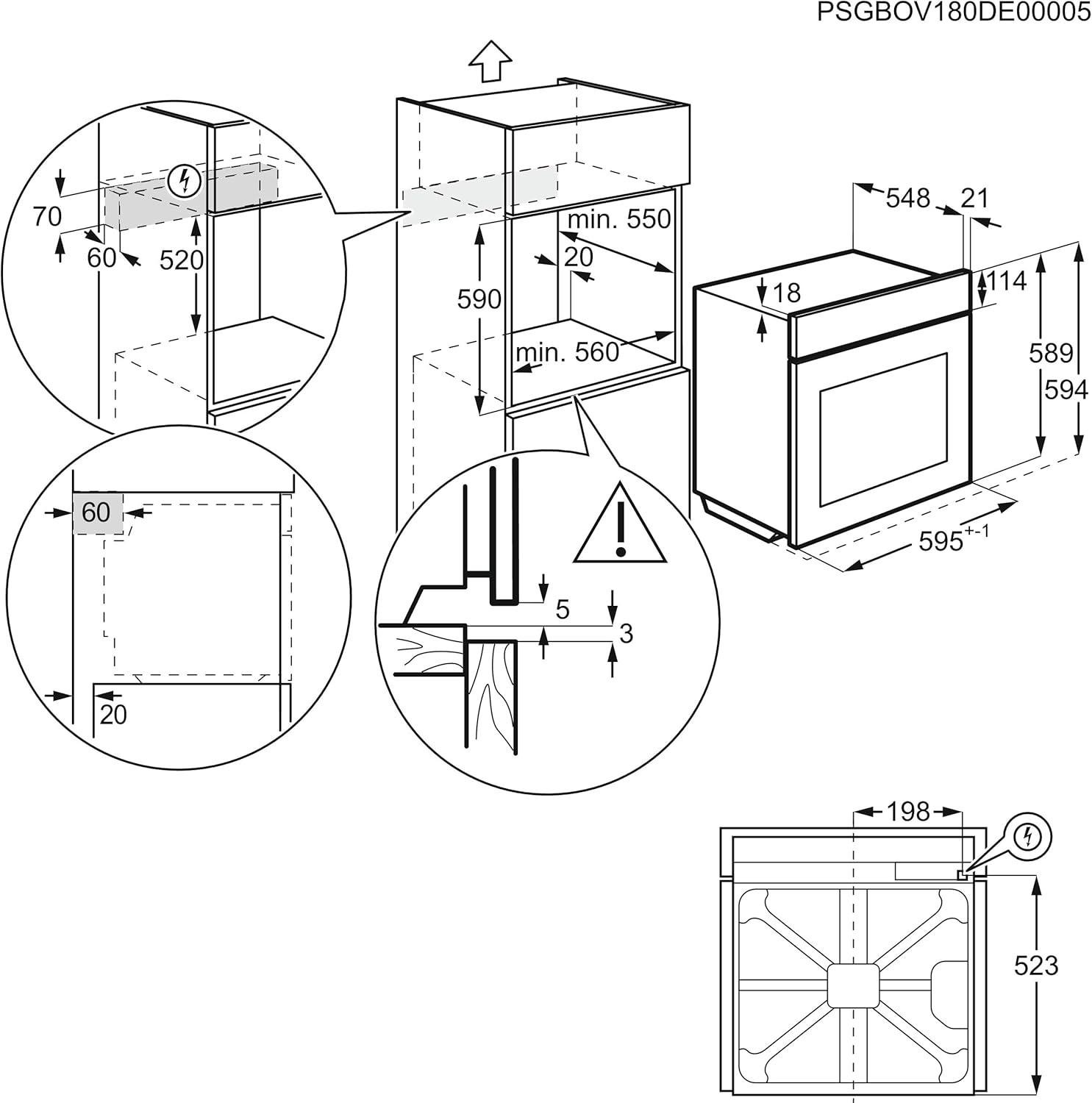 AEG - four encastrable série BPS - 72L, inox, classe A+ - BPS33102Z