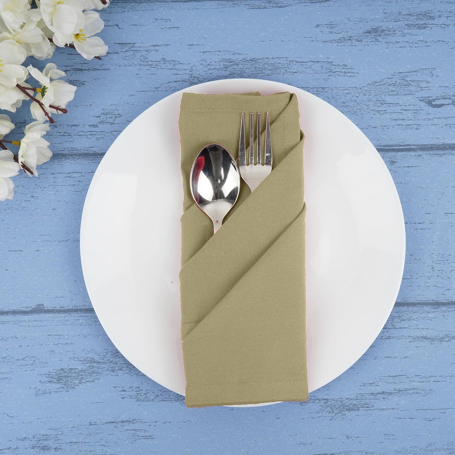 Sweet Needle - serviettes de table lot de 12 - 45x45cm coton épais coins arrondis