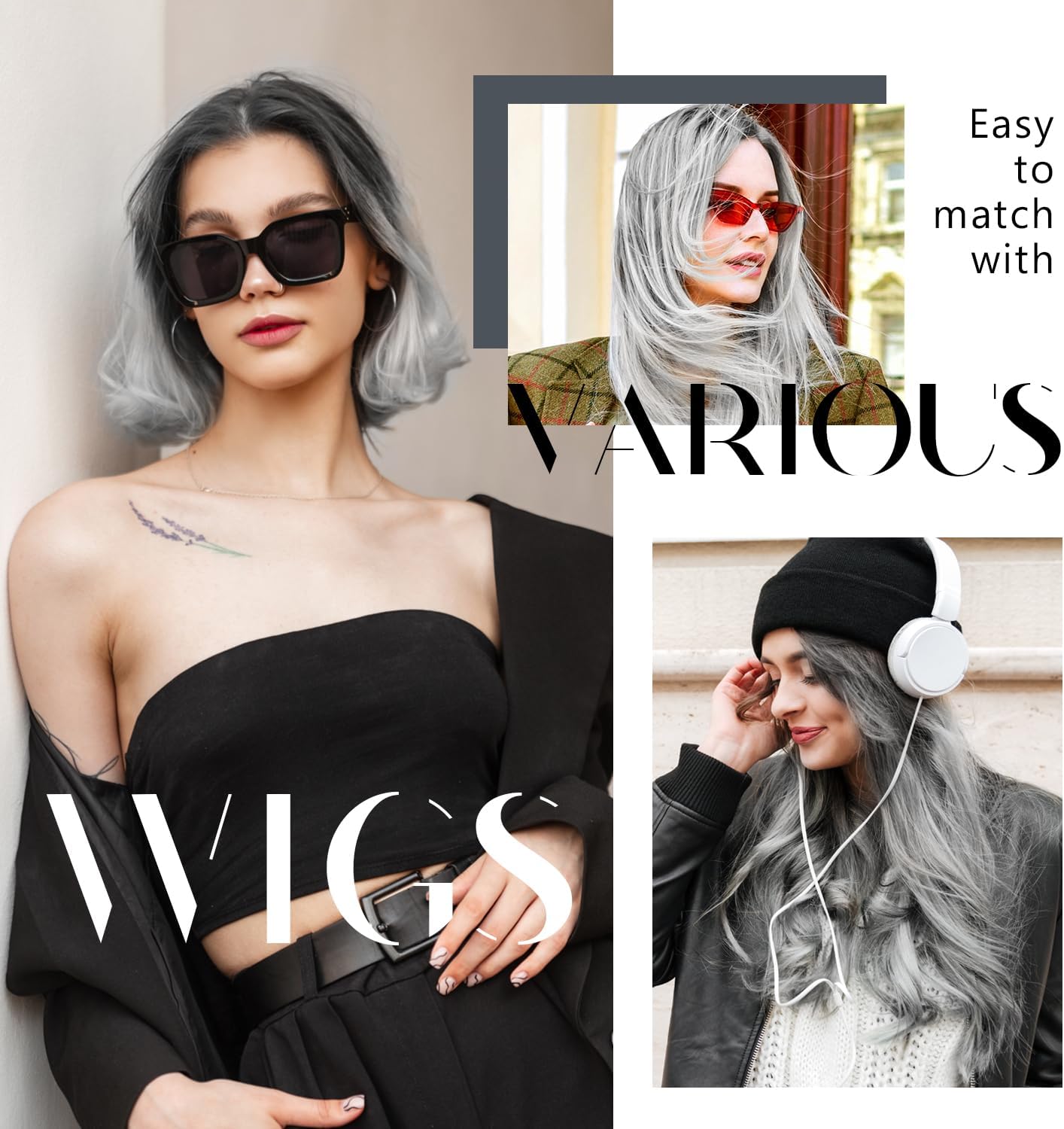 Dreamlover - bandeau antidérapant - 2 pièces gris - maintien perruque