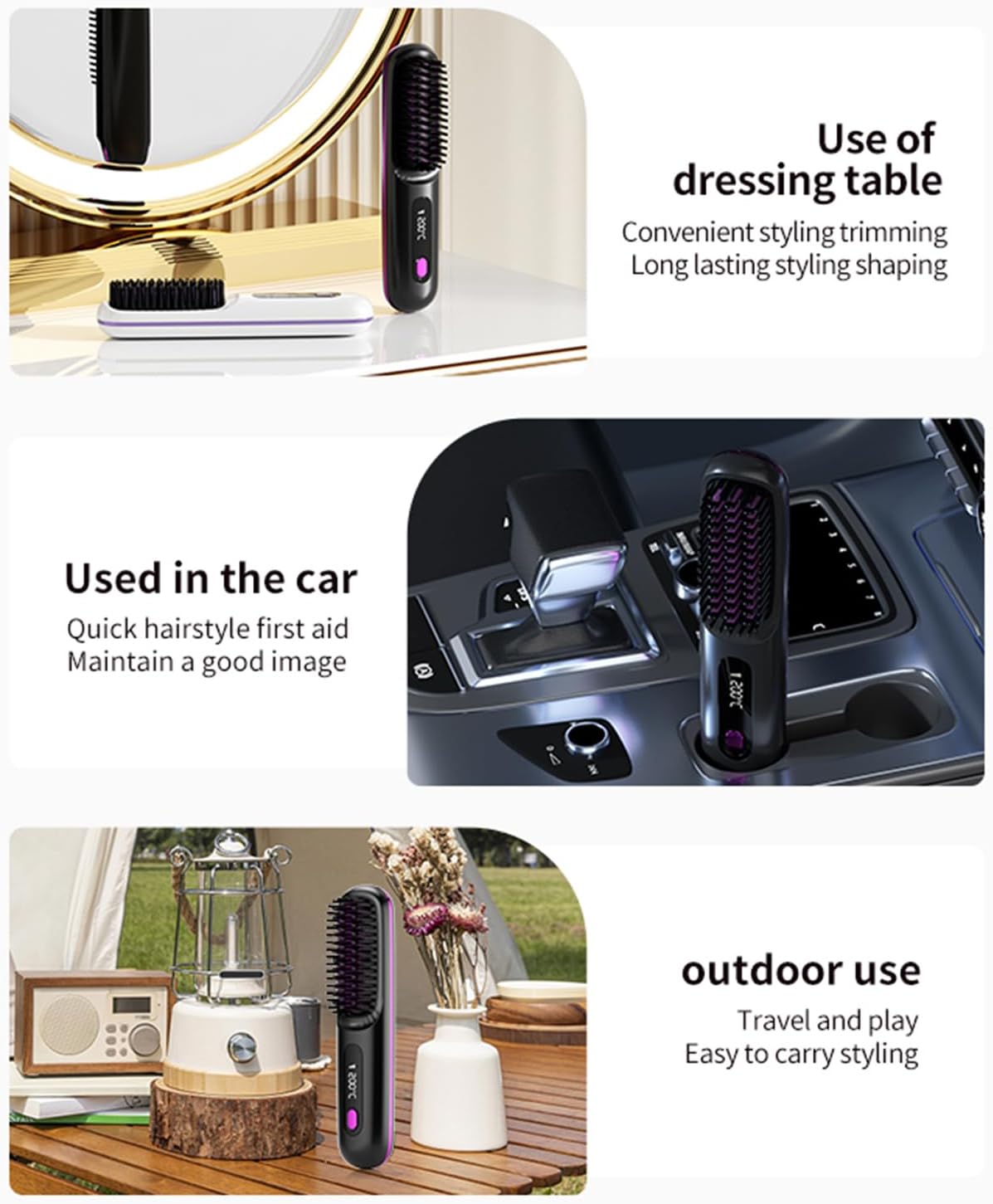 Go Brush Pro - Mini brosse lissante sans fil, LCD, 2000mAh, WH