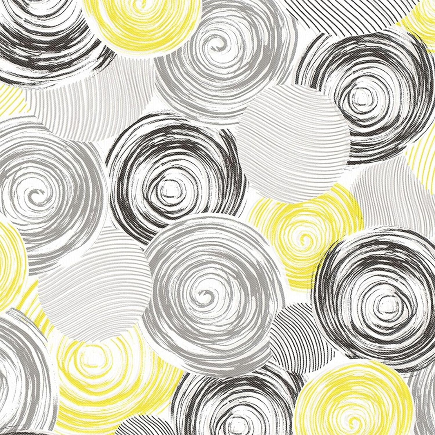 Nappe en toile cirée rectangulaire - 180x140 cm - anti-taches, imperméable, facile à entretenir, motif cercle jaune
