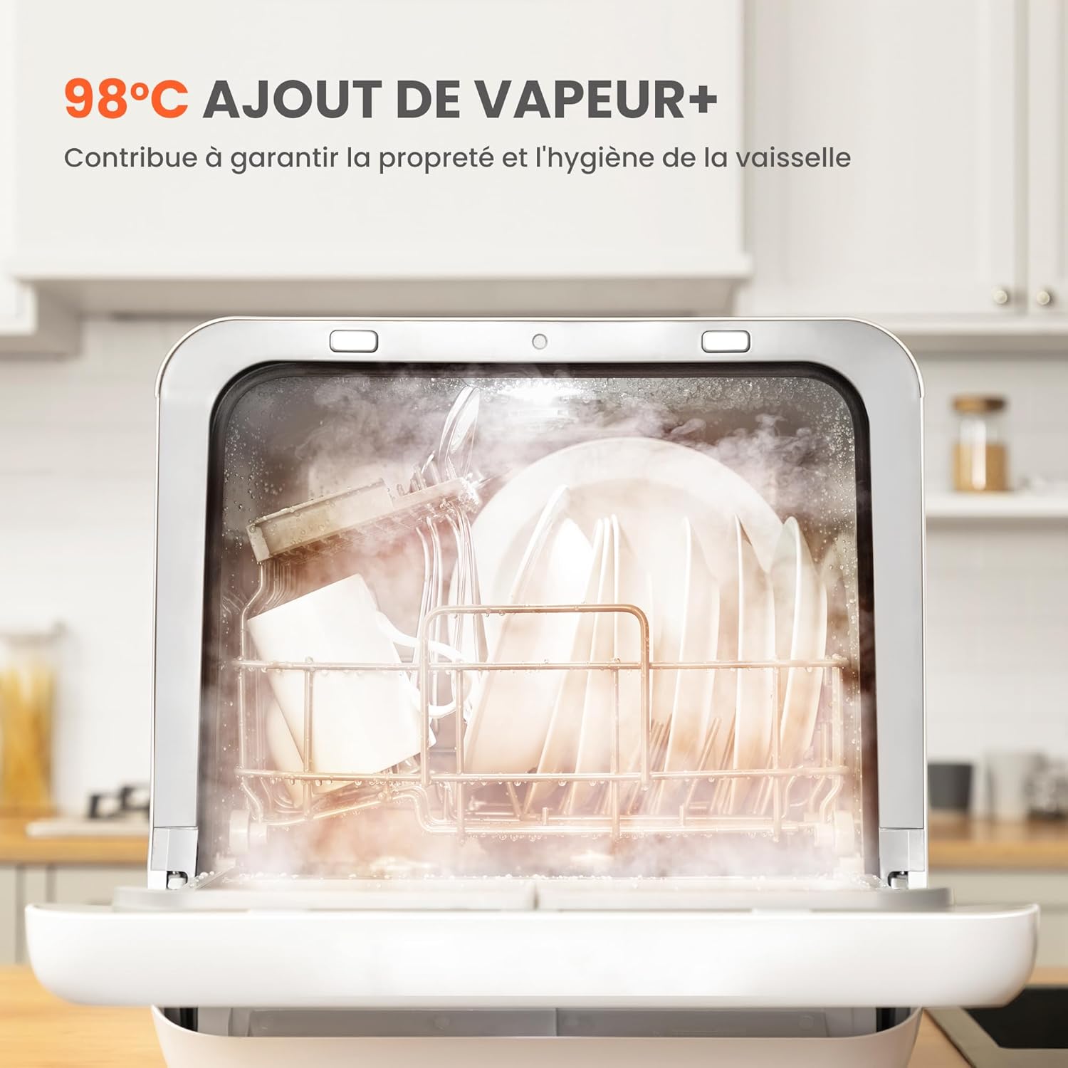 COMFEE' - lave-vaisselle de comptoir - compact - 6 programmes, sans plomberie, lavage vapeur
