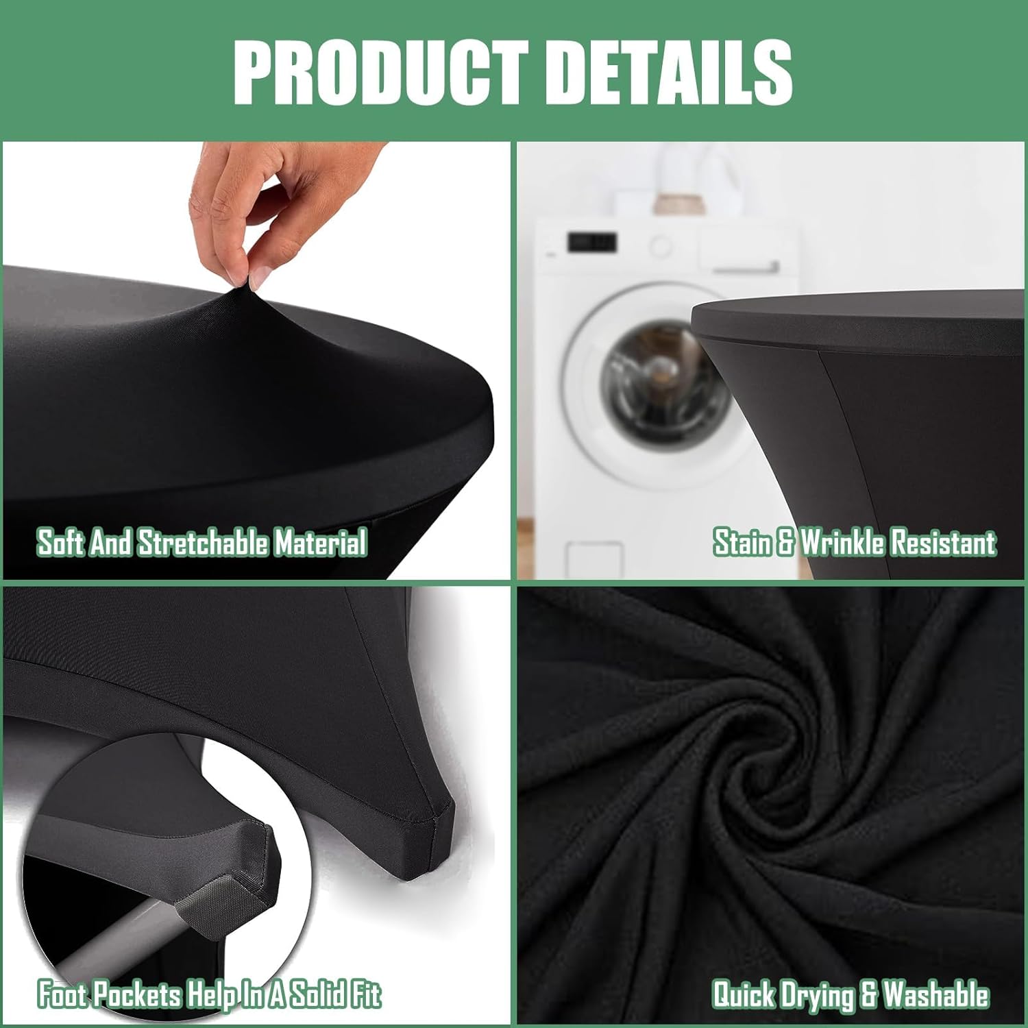 Housse mange debout - lot de 2 - 80x110 cm - extensible, noir