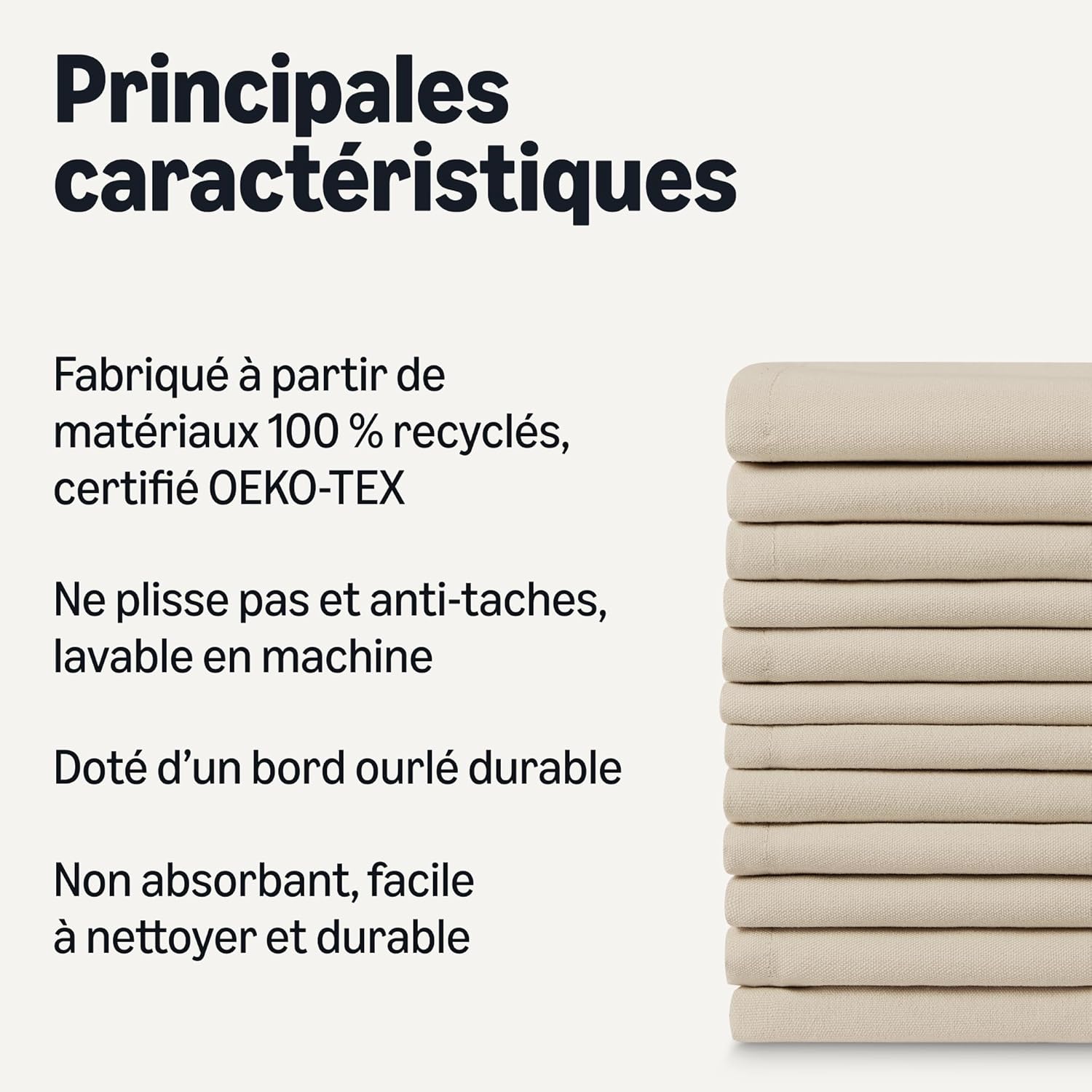 Amazon Basics - serviettes réutilisables - 43x43 cm - antitaches, infroissables, lot de 12