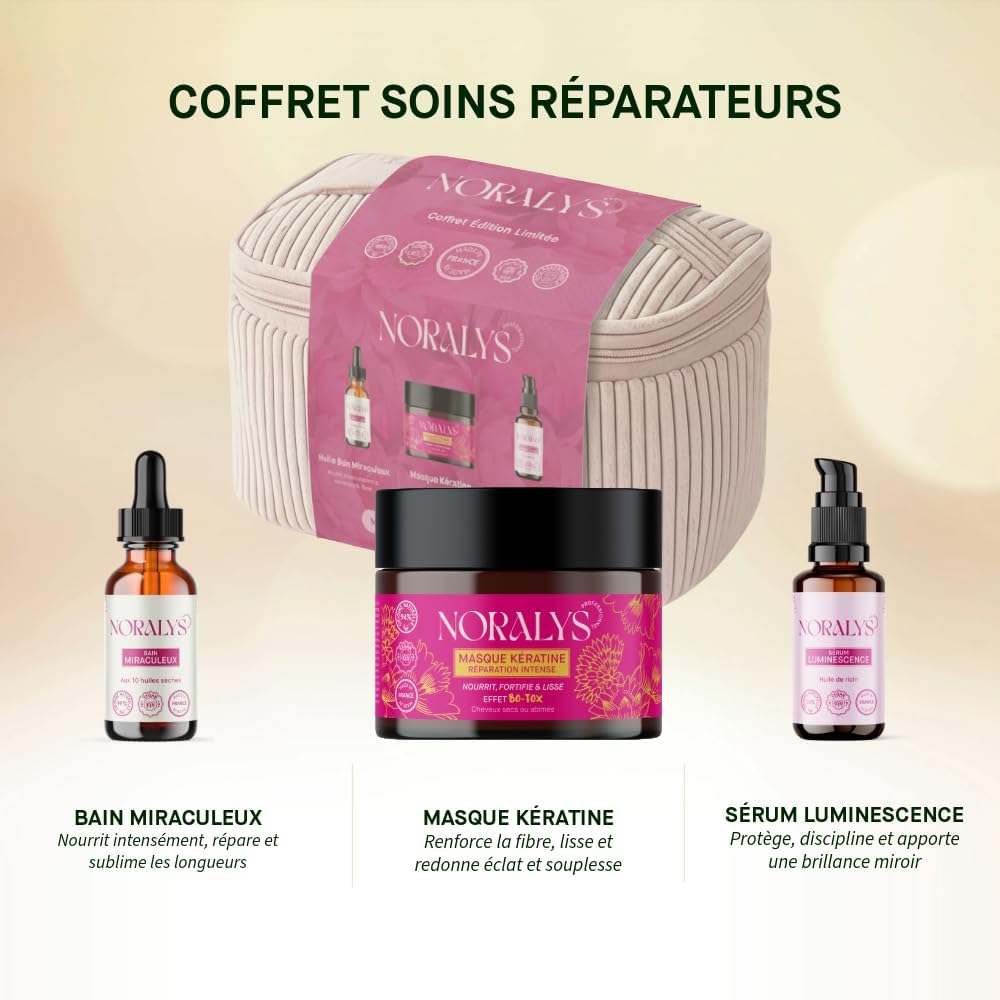 Coffret beauté femme – routine cheveux nourrissante – masque, huile, soin – idée cadeau original – soins complets cheveu
