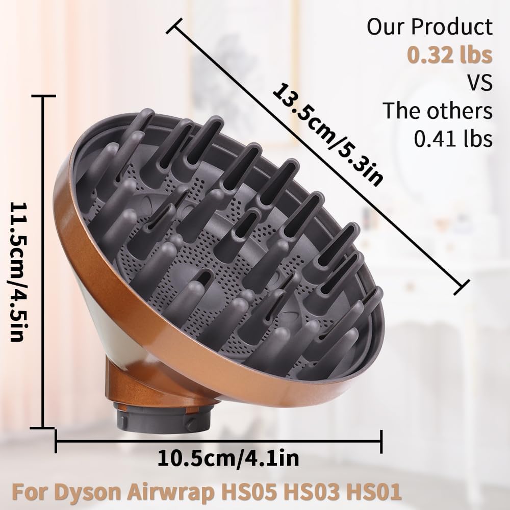 Dyson - Airwrap diffuseur doré - Accessoire cheveux longs bouclés