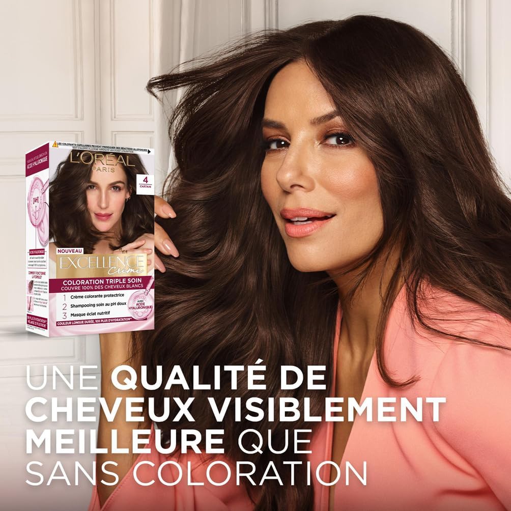 L'Oréal Paris - Excellence Crème - Coloration Marron Glacé 5,15 - Triple soin cheveux, 100% couverture blancs