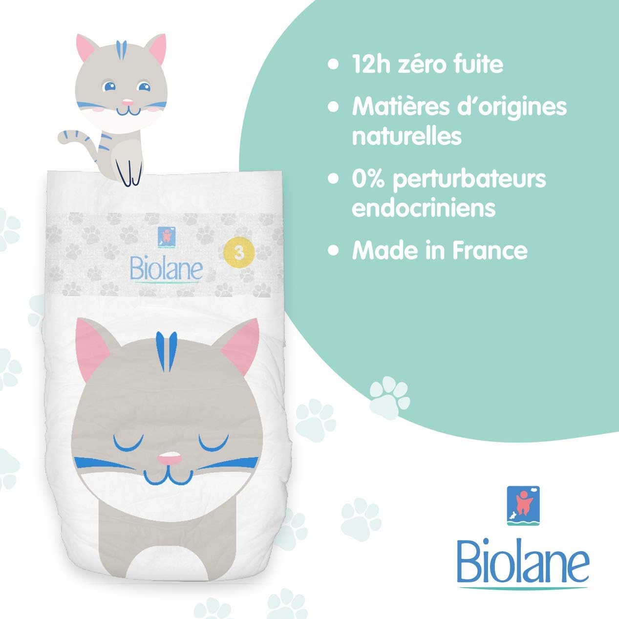 Biolane - couches éco taille 3 (4-9 kg) - 12h protection - 156 unités