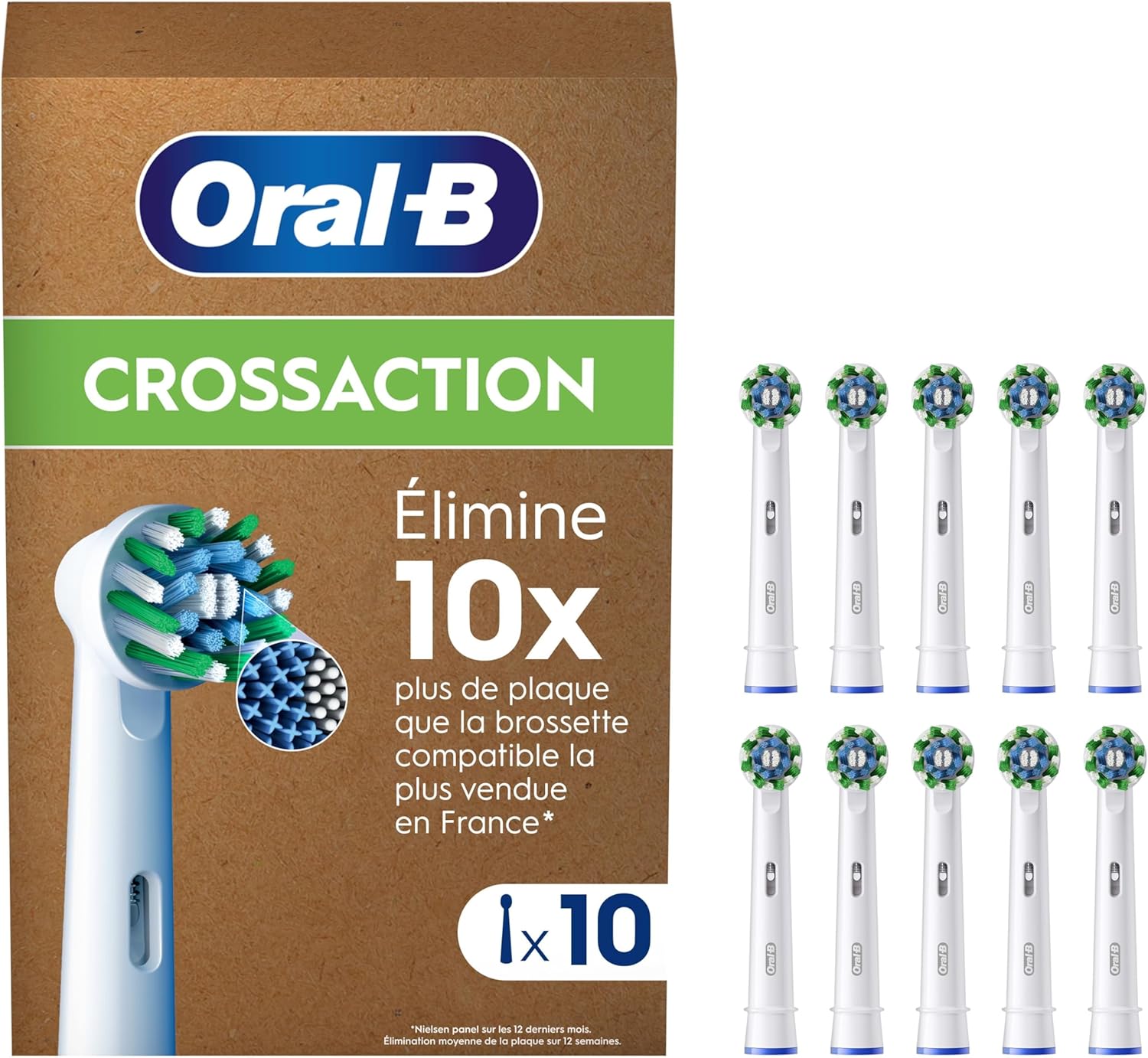 Oral-B - Cross Action Pro - 10 brossettes - nettoyage profond, têtes rondes