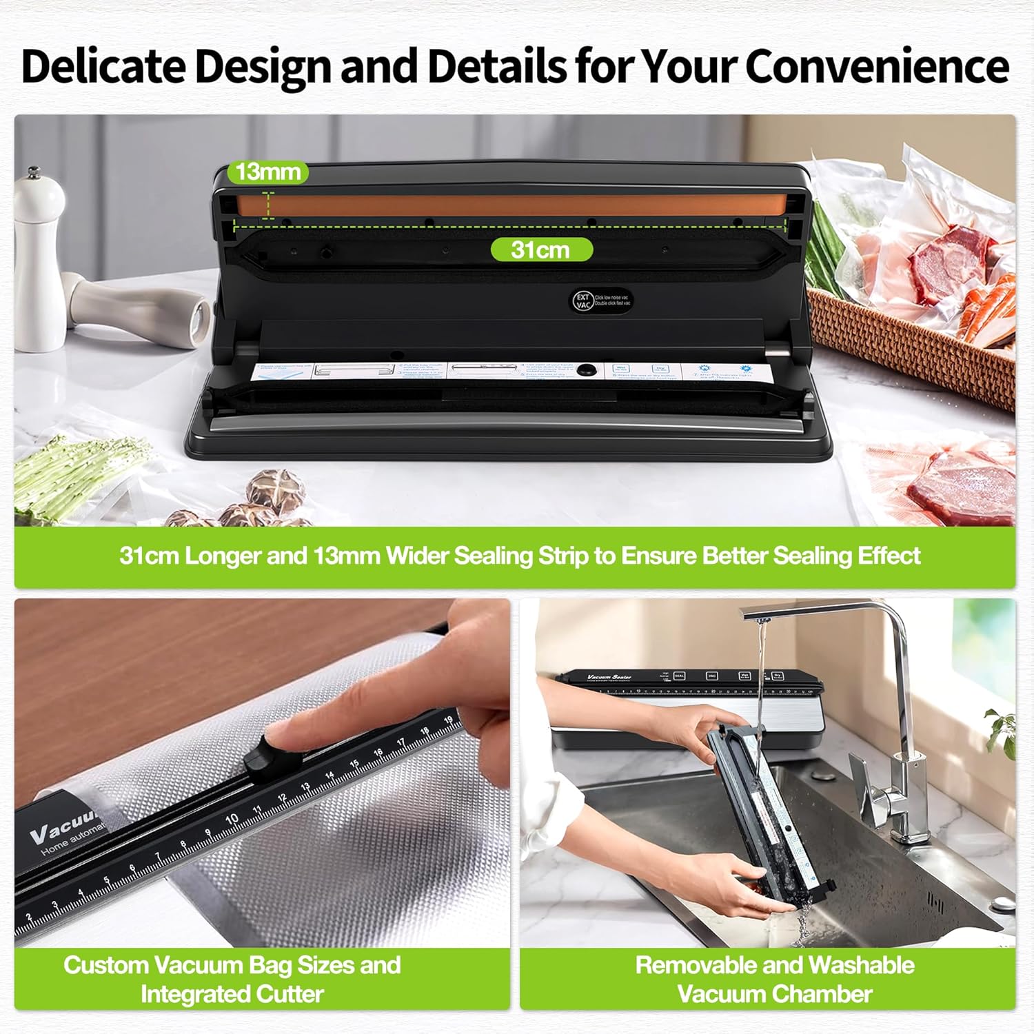 DeeprBetter - Machine sous vide Pro 90kPa, double pompe, 13mm, 15 sacs