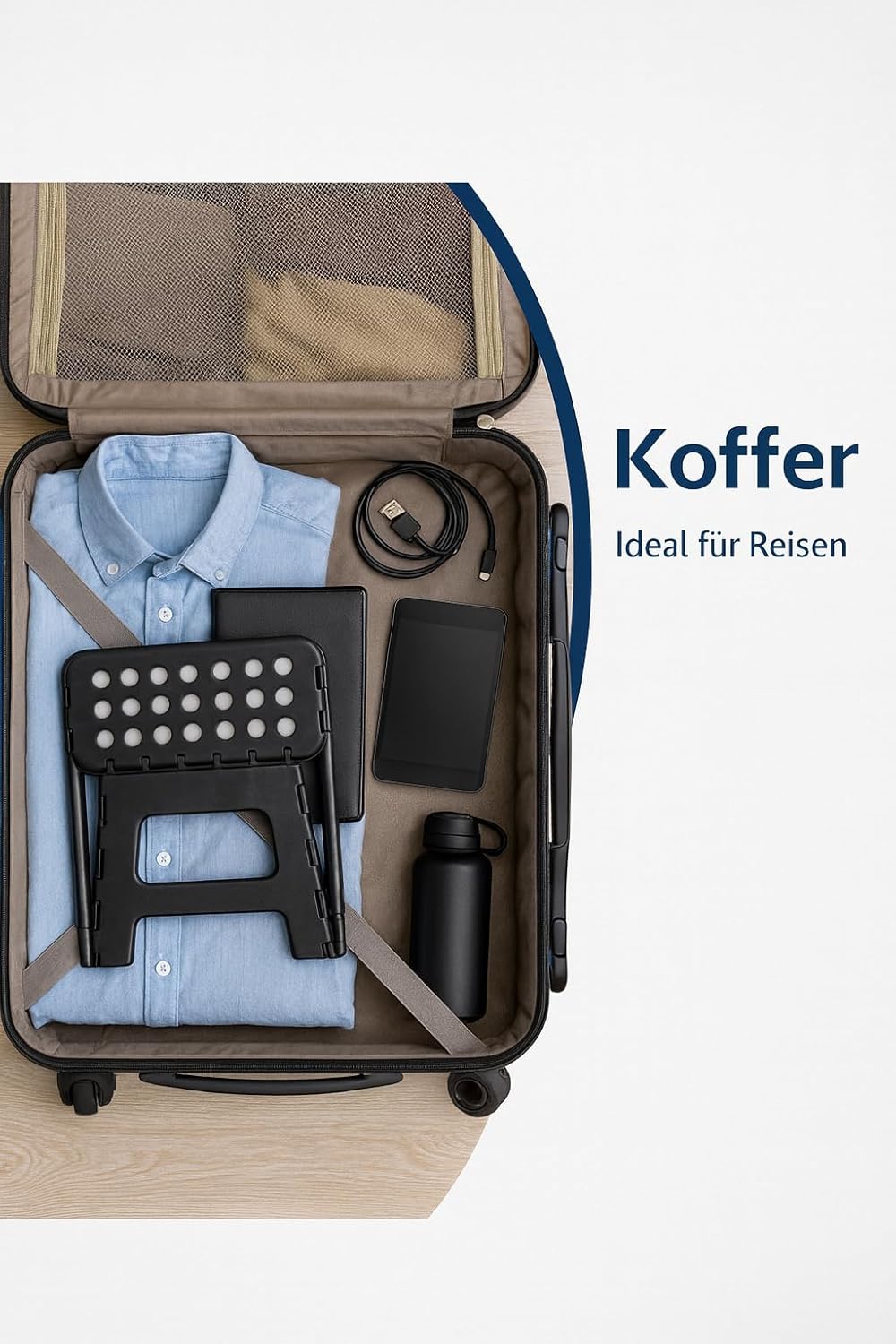 Marchepied pliable - 22 cm - robuste, antidérapant, portable, compact