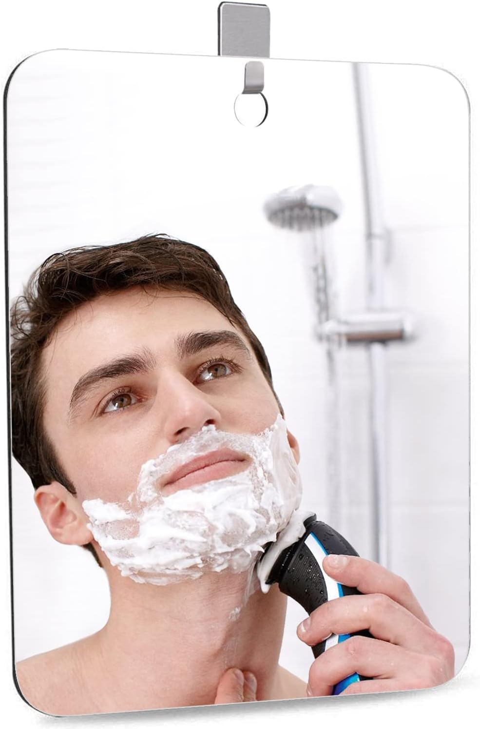 Miroir de douche acrylique ventouse, 28x19cm, camping voyage