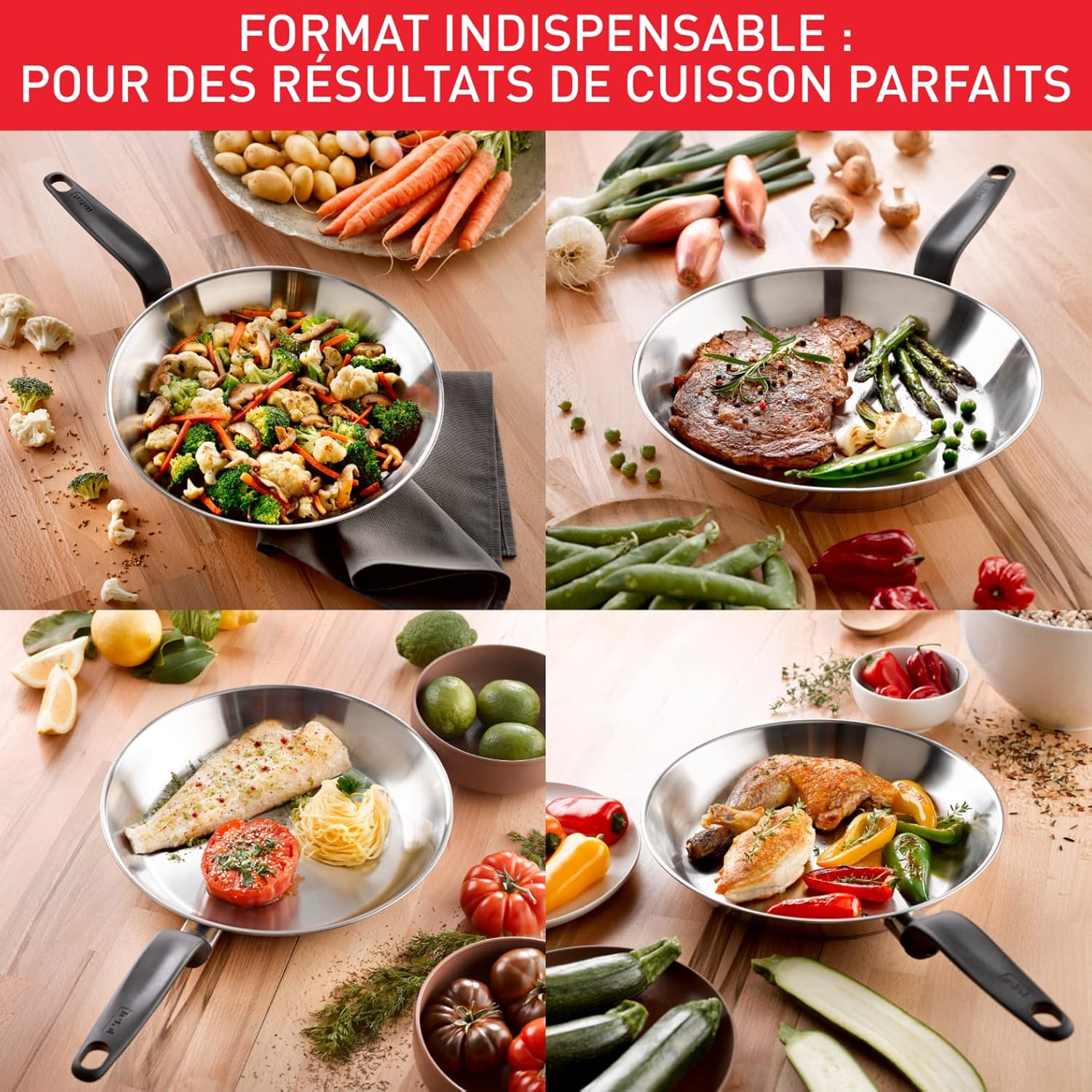 Tefal - Primary inox - poêle 24 cm - garantie 10 ans induction E3080404