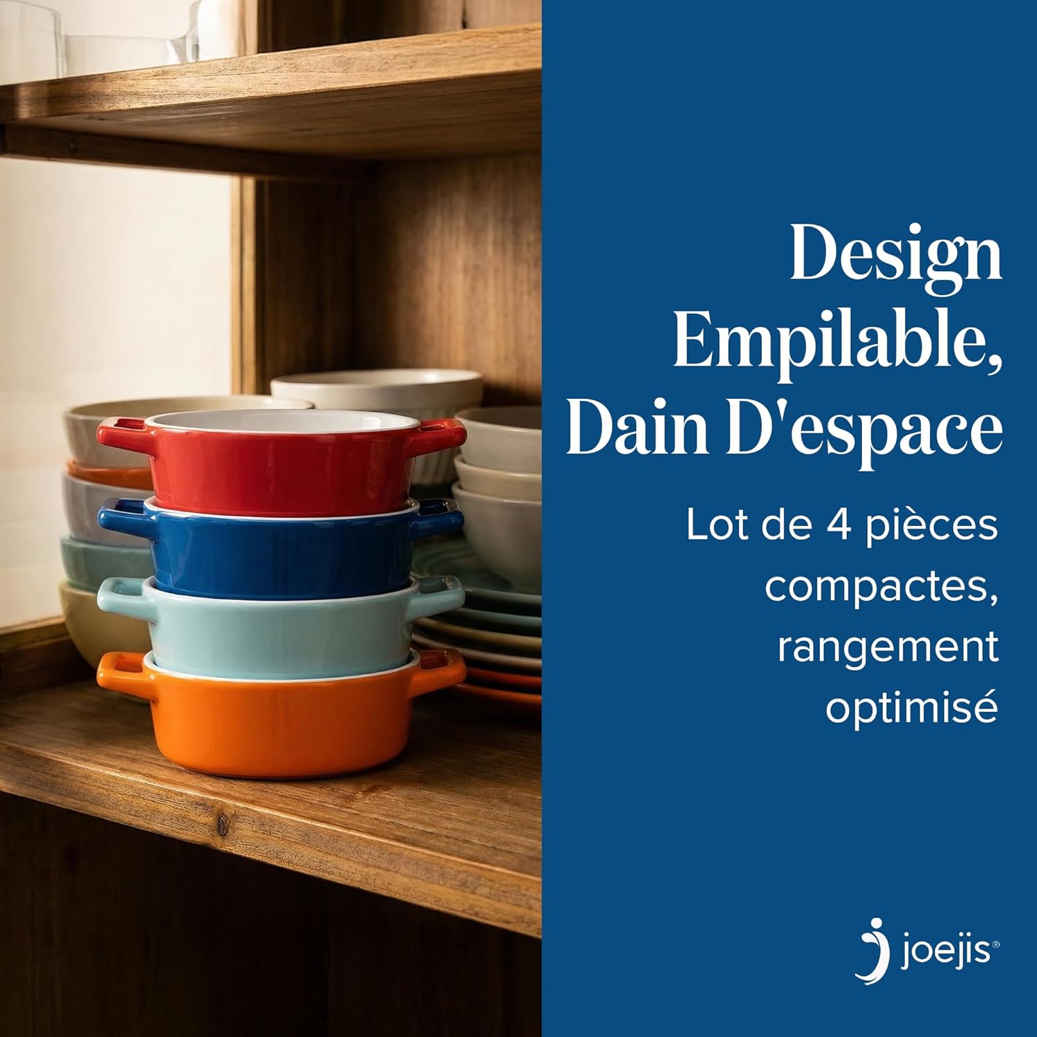 Joejis - ramequins ronds en céramique - lot de 4 - four, lave-vaisselle, congélateur
