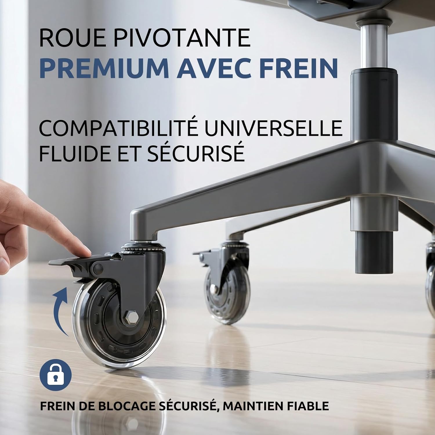 COSYLAND - roulettes bureau set 5 - 10x22 mm - frein sols durs/moquette 1-KEA