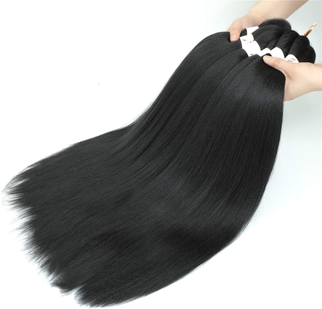 Extension cheveux tressés pré-étirés - 30 pouces - 6 paquets, kanekalon nattes afro naturelles 1B#