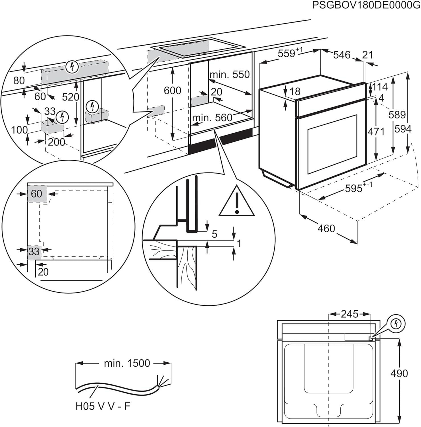 AEG - Four multifonction Série 5000 - pyrolyse, 9 modes, écran tactile - BPK535060B