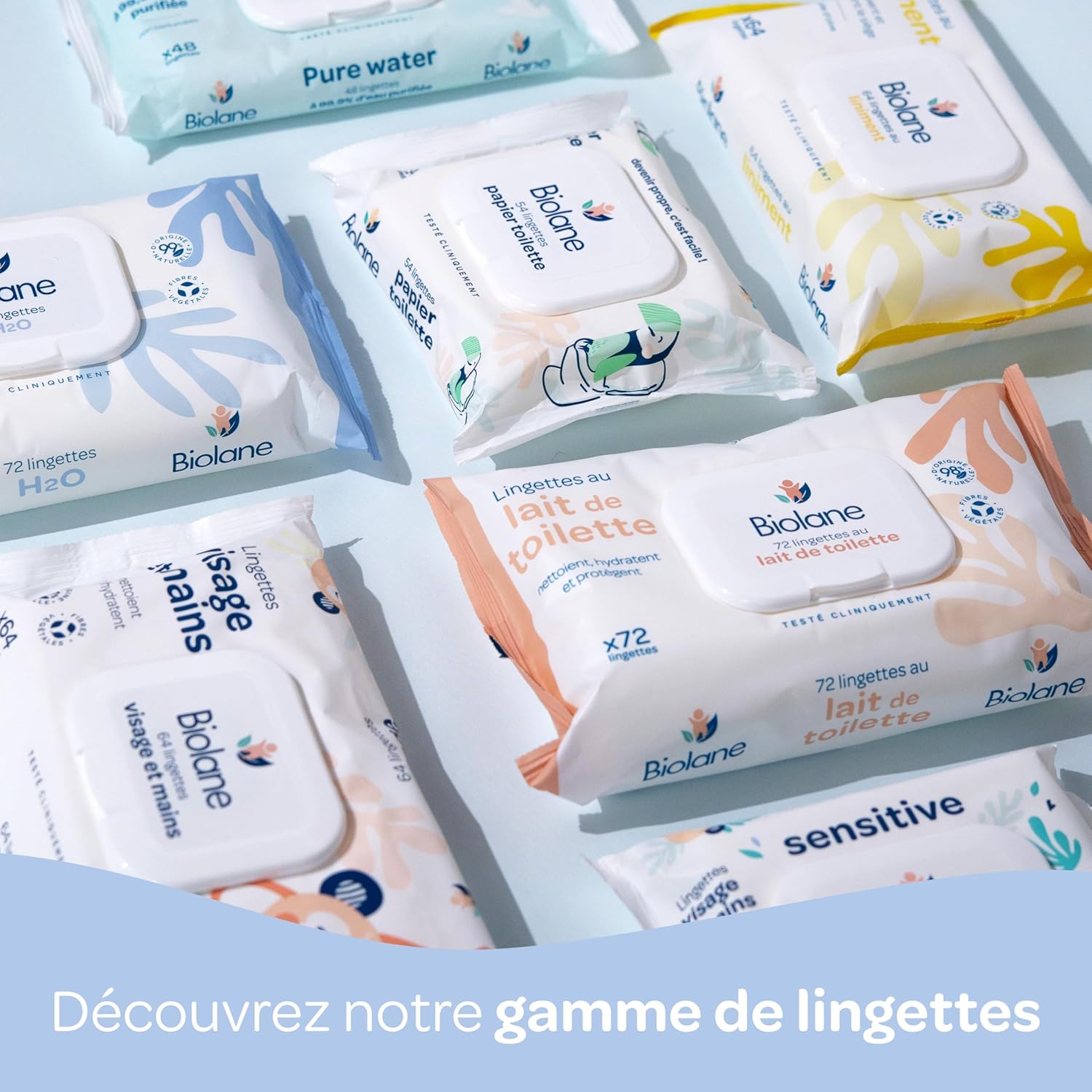 Biolane - Lingettes bébé lot 6x75 - 450 unités - nettoyage doux sans rinçage