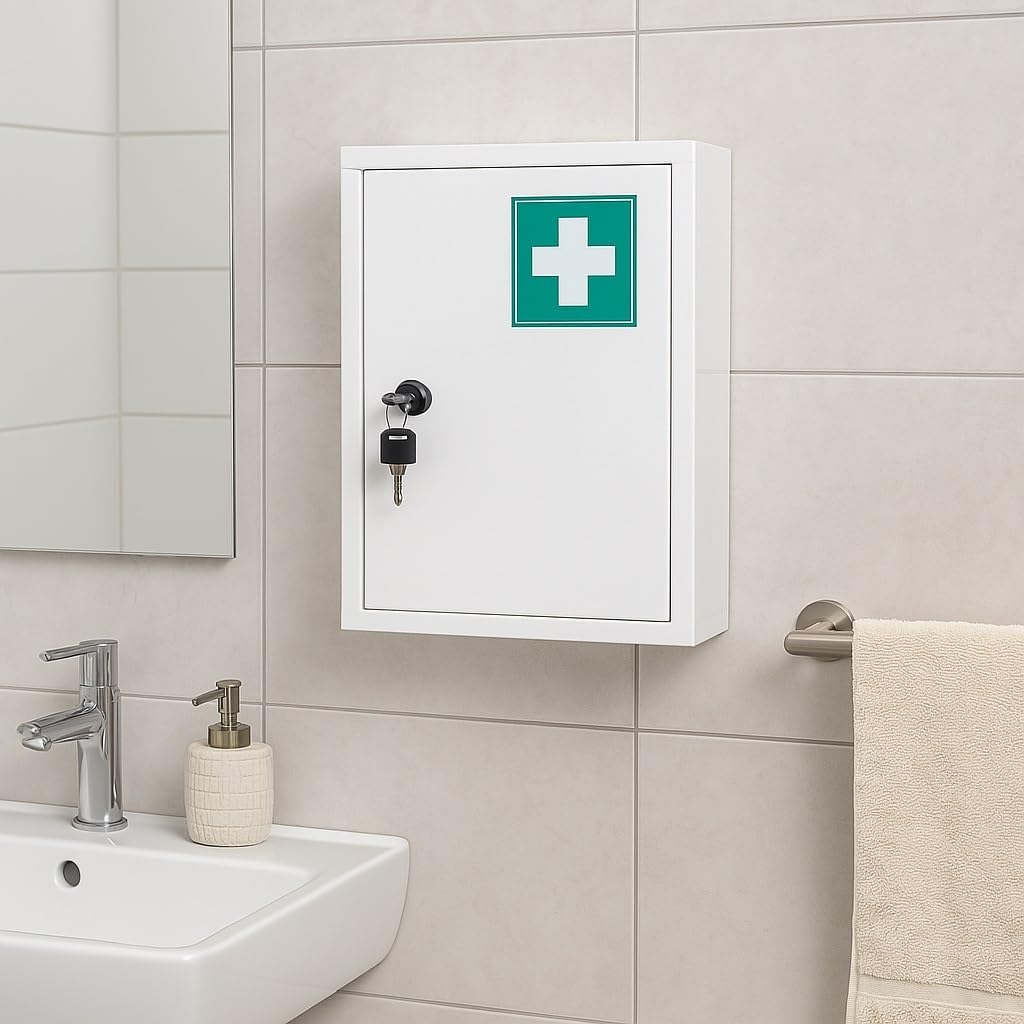 Bambelaa! - Armoire à pharmacie suspendue - 31,5x10x36cm - grande capacité, blanche